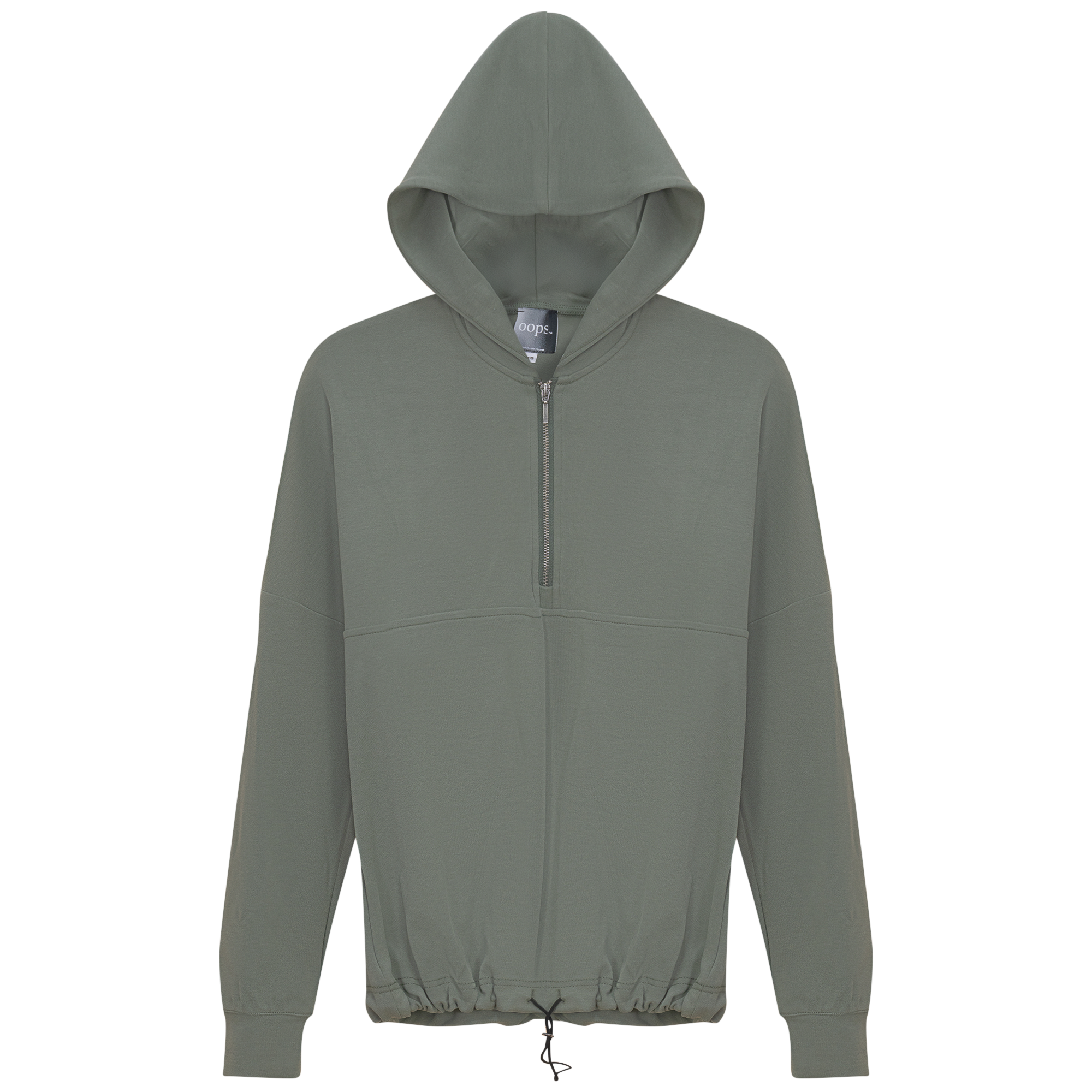 Hooded Bungee Sweatshirt in Light Olive by Oops