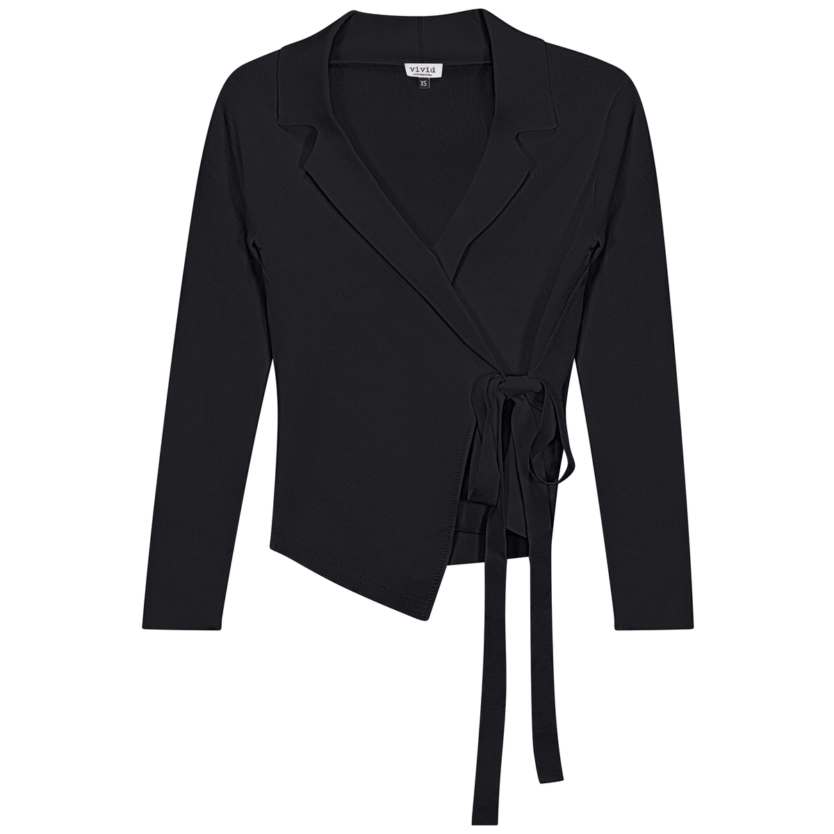 Cropped Wrap Jacket Sweater in Black by Vivid