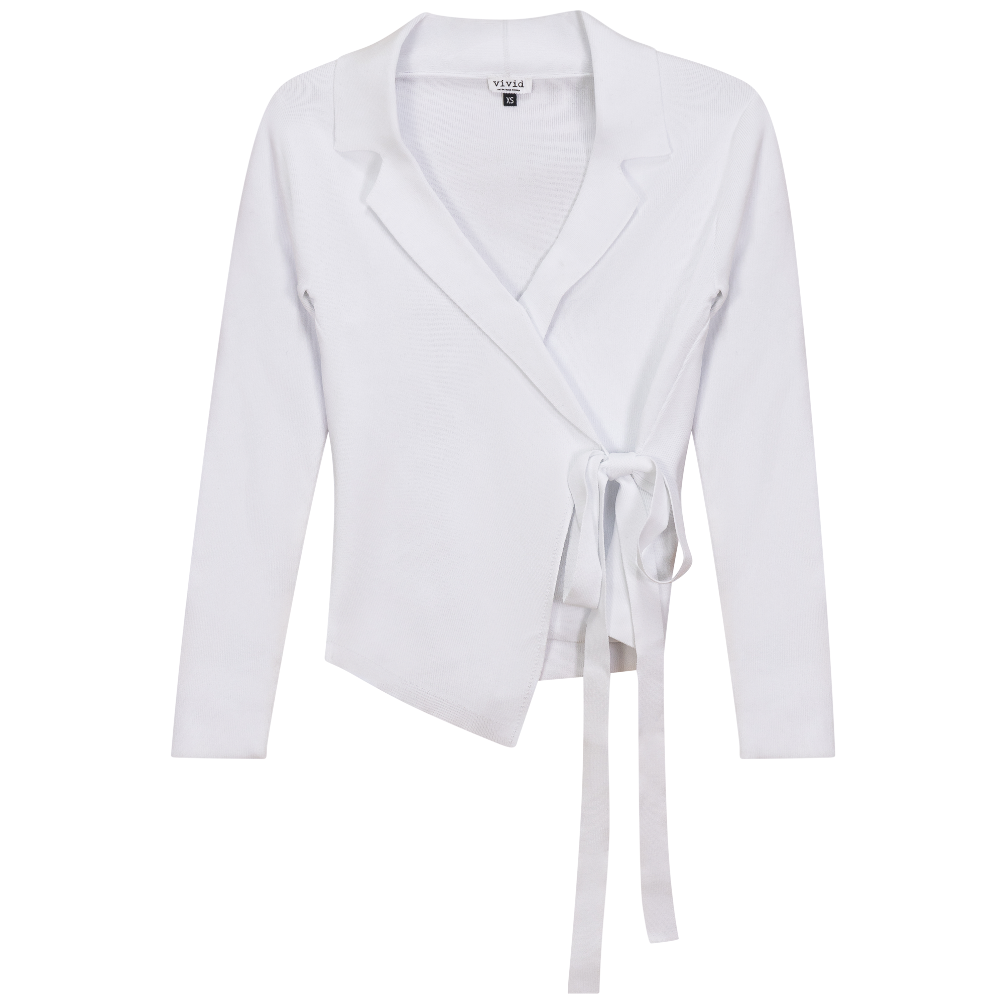 Cropped Wrap Jacket Sweater in White by Vivid