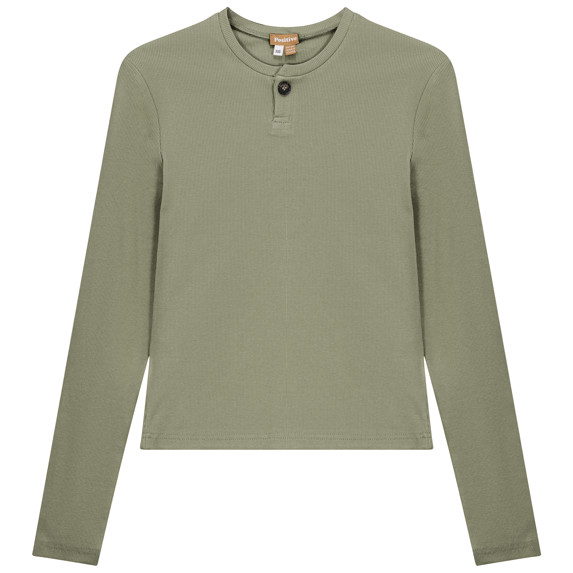 Short Henley Tee in Basil by Positive