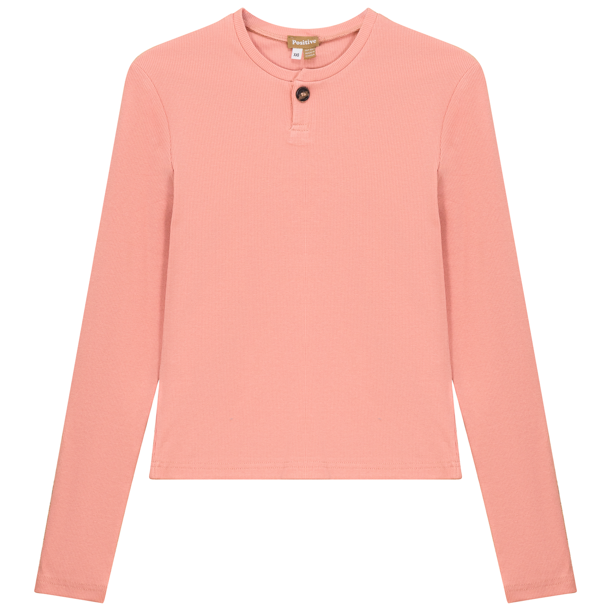 Short Henley Tee in Light Coral by Positive