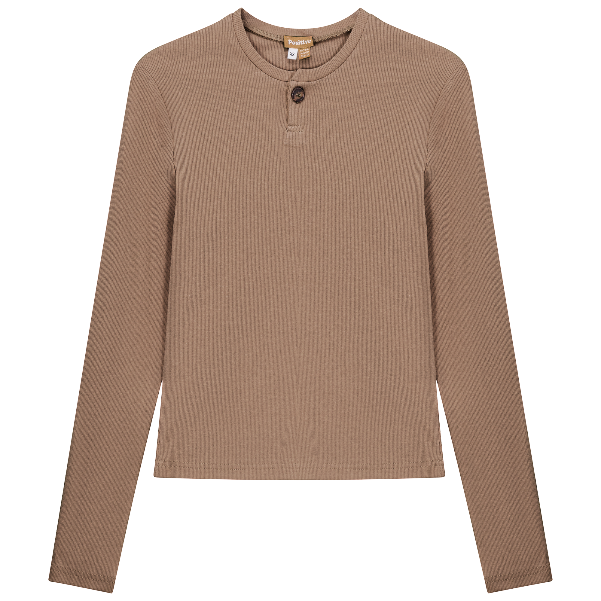 Short Henley Tee in Sand by Positive