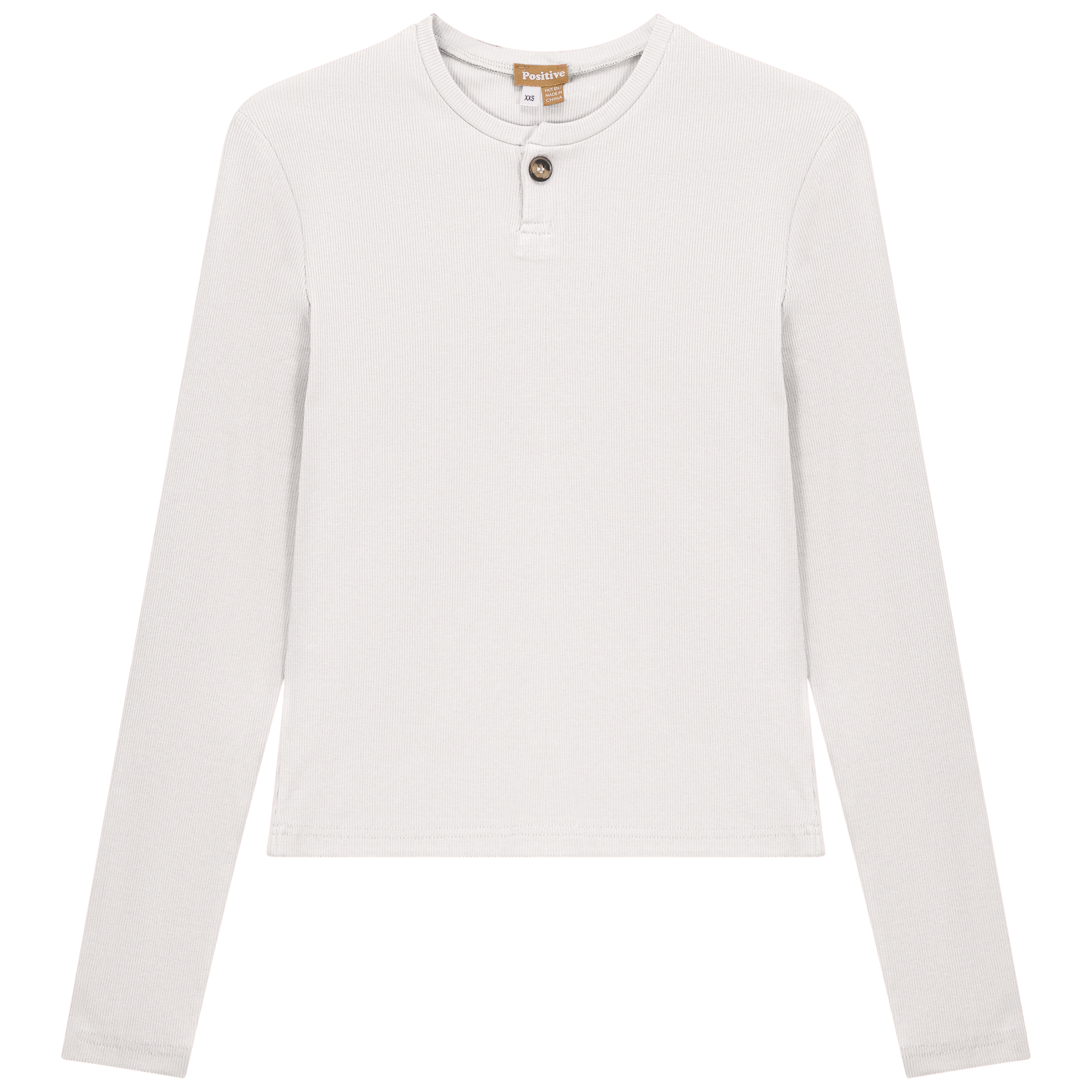 Short Henley Tee in White by Positive