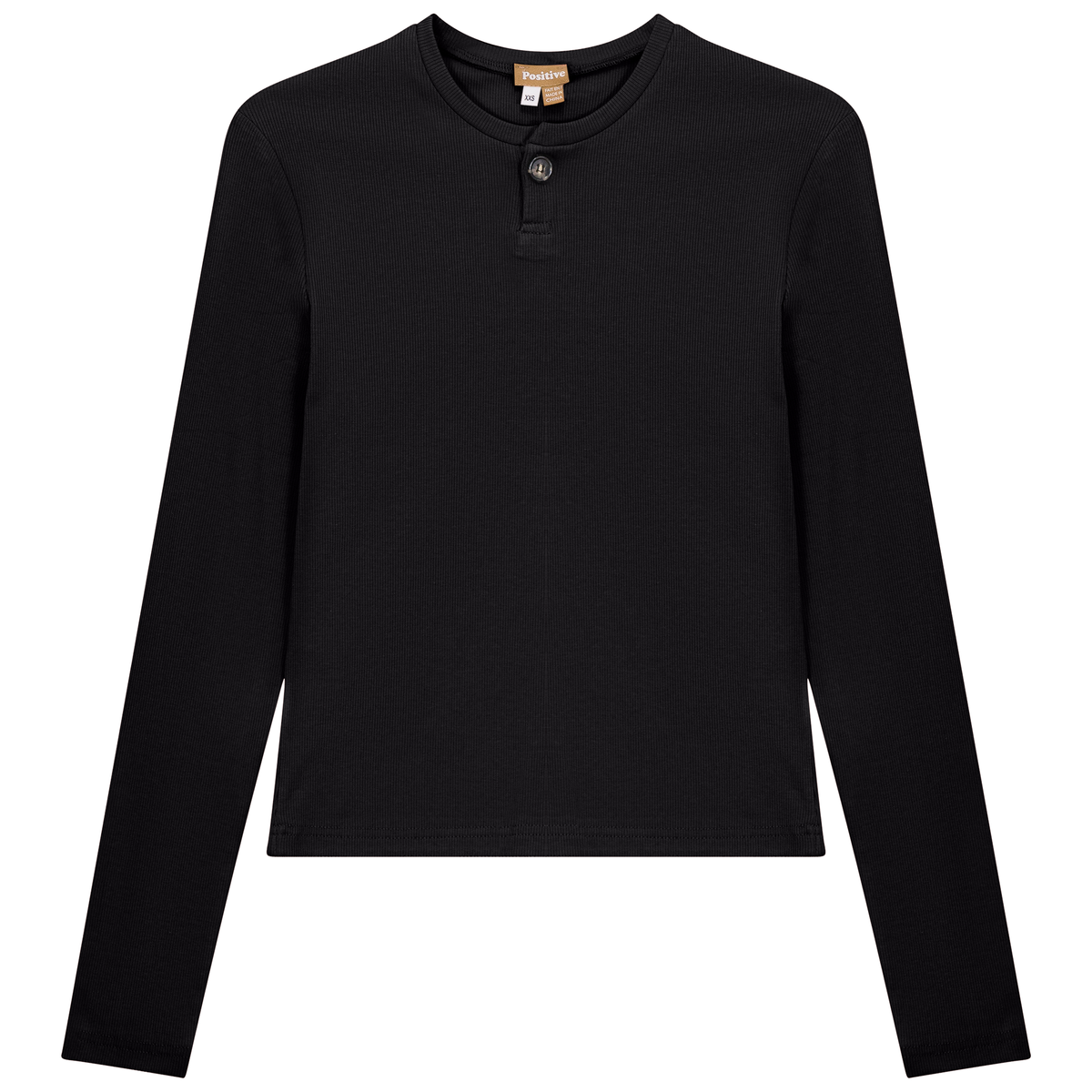 Short Henley Tee in Black by Positive
