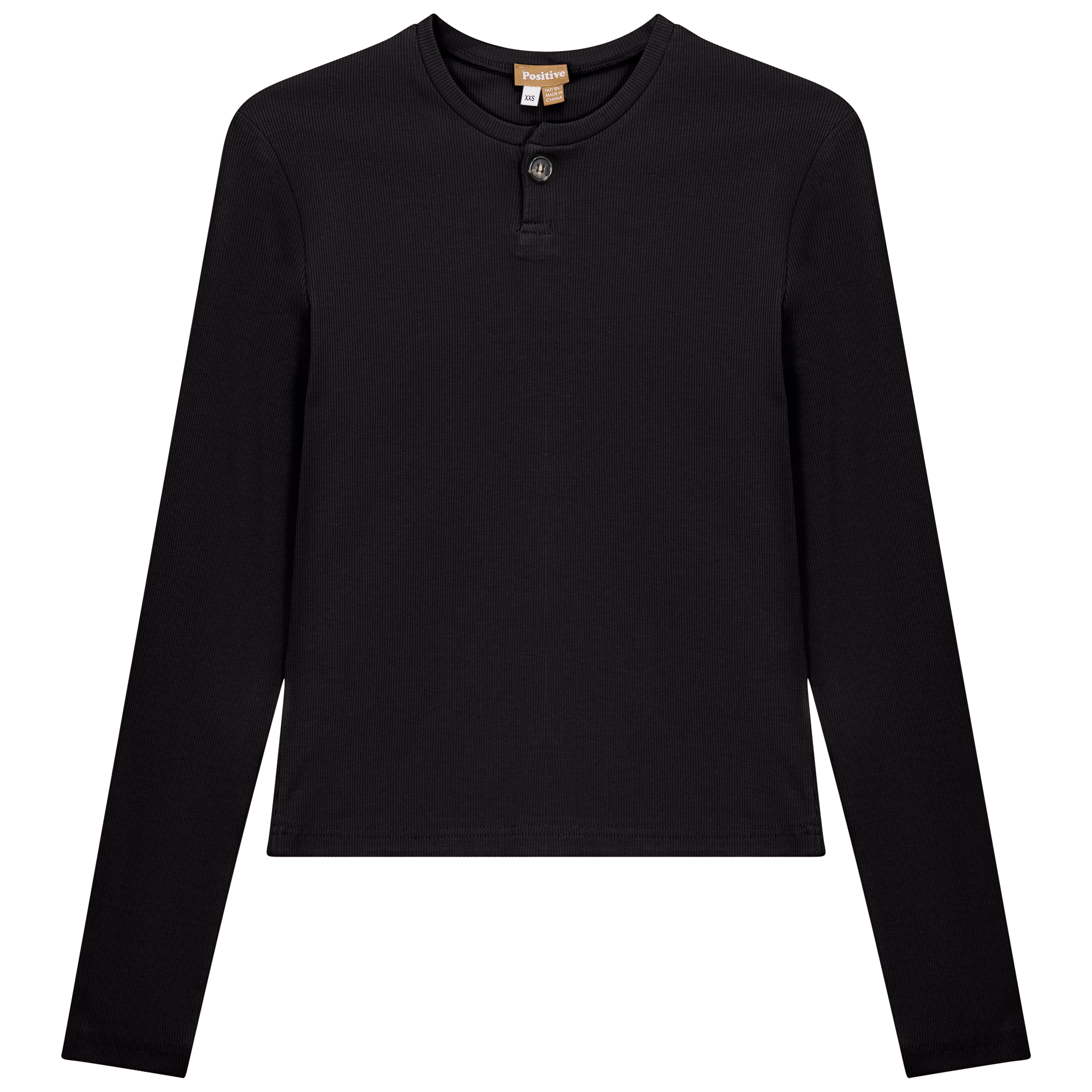 Short Henley Tee in Black by Positive