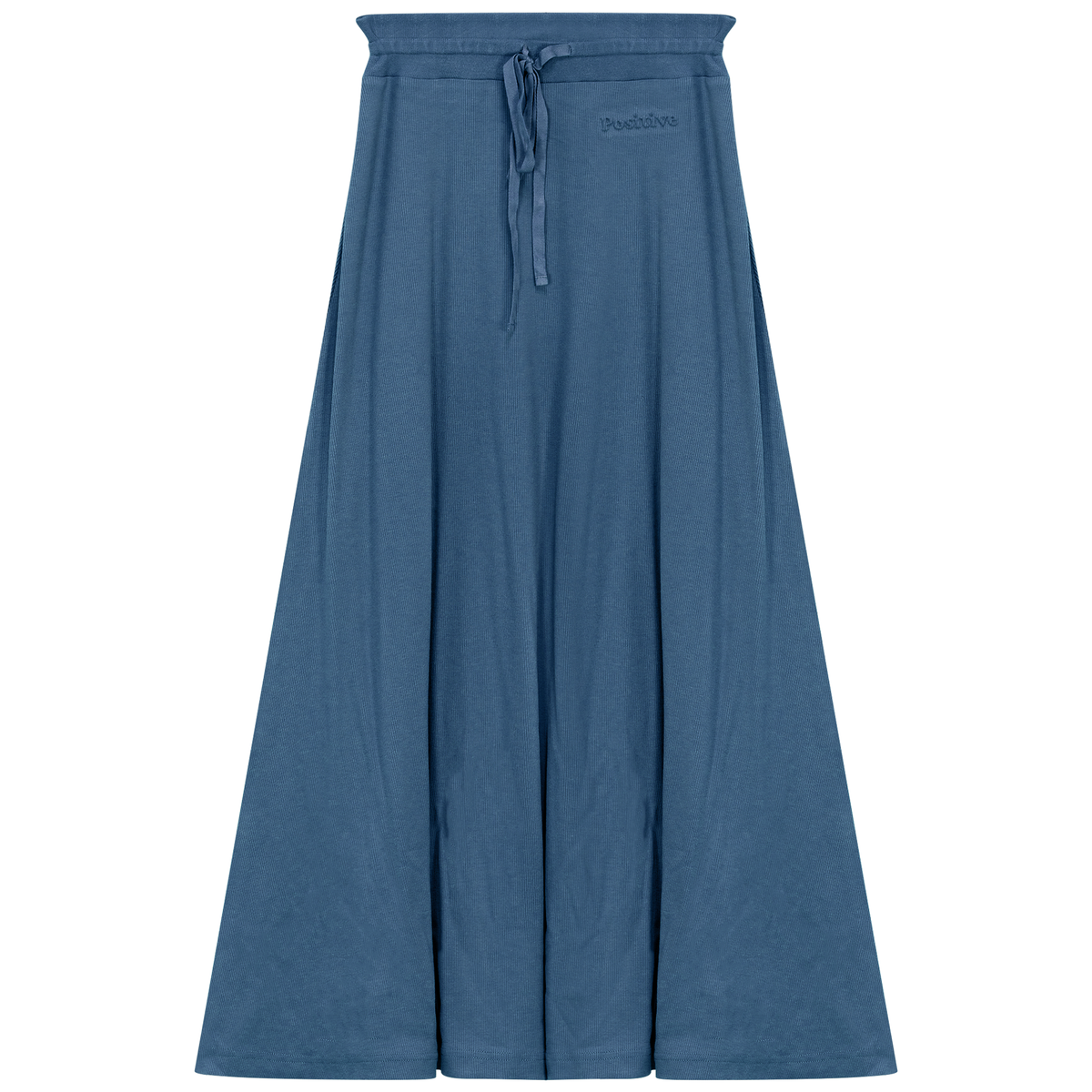 Ribbed Midi Drawstring A Line Skirt in Chambray by Positive
