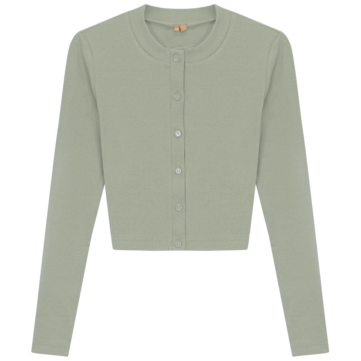 Ribbed Cropped Cardigan in Basil by Positive