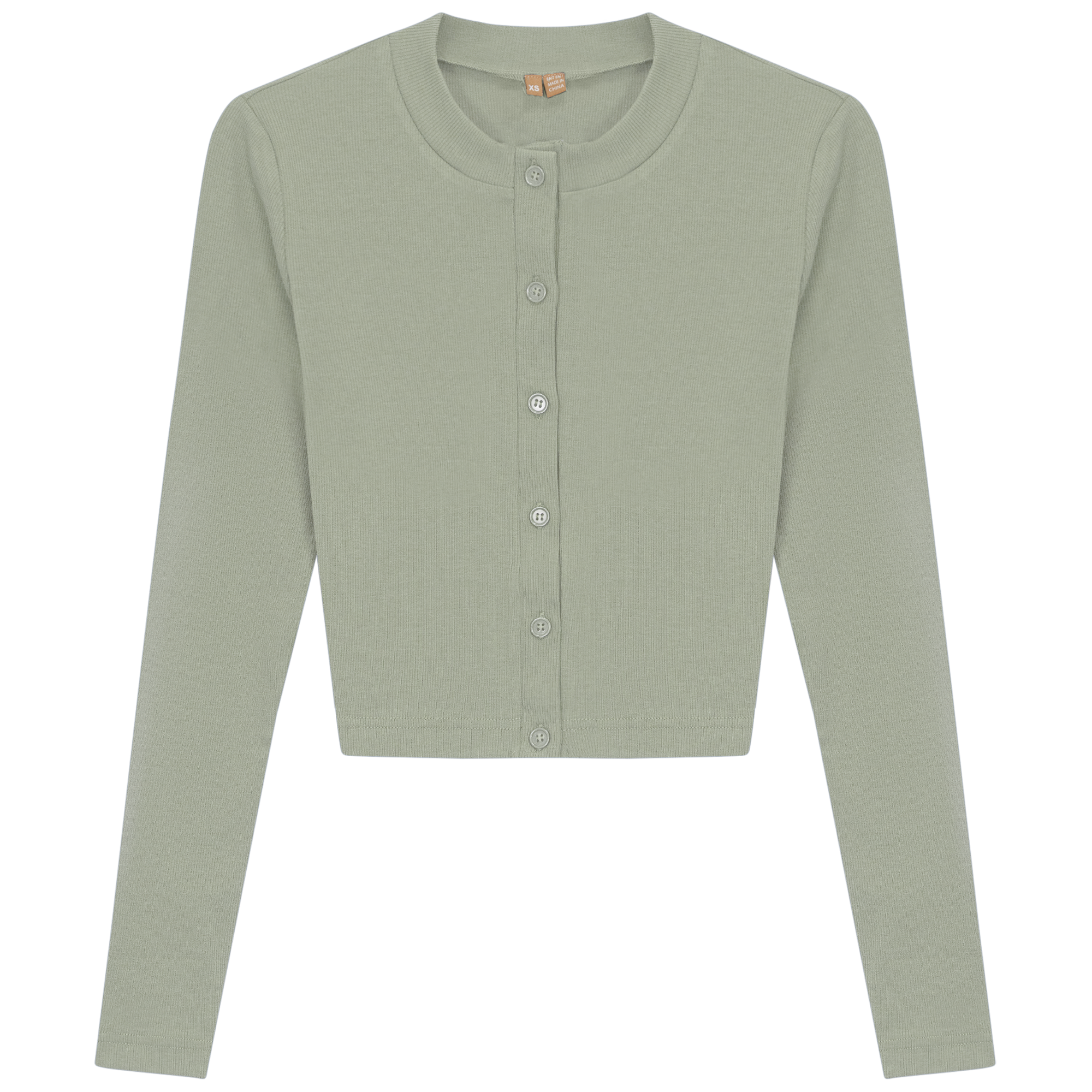 Ribbed Cropped Cardigan in Basil by Positive