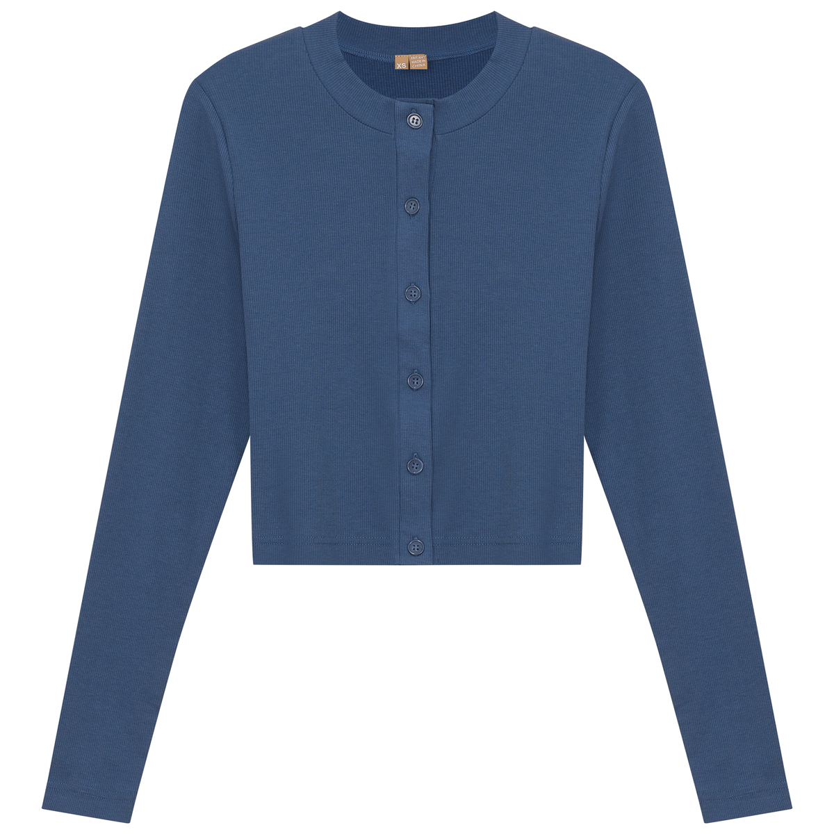 Ribbed Cropped Cardigan in Chambray by Positive