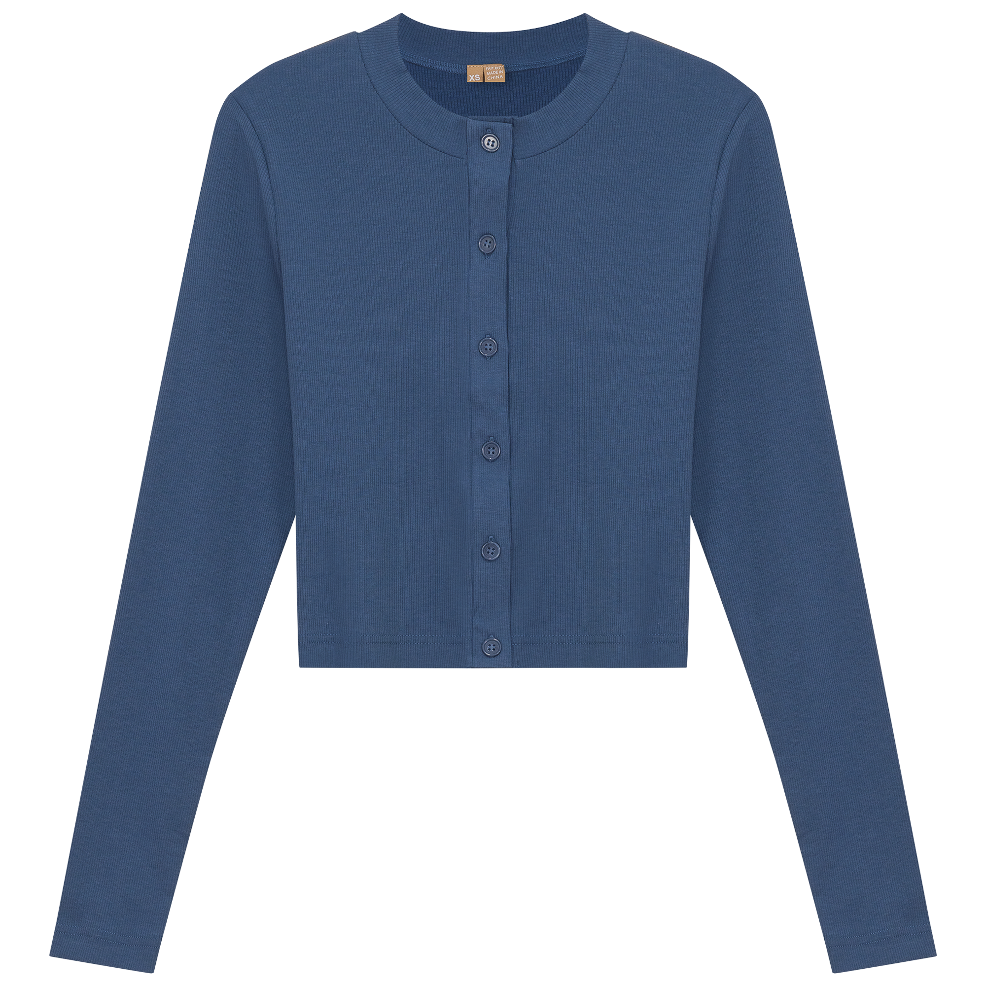 Ribbed Cropped Cardigan in Chambray by Positive