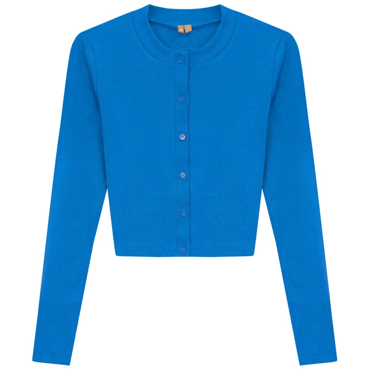 Ribbed Cropped Cardigan in French Blue by Positive