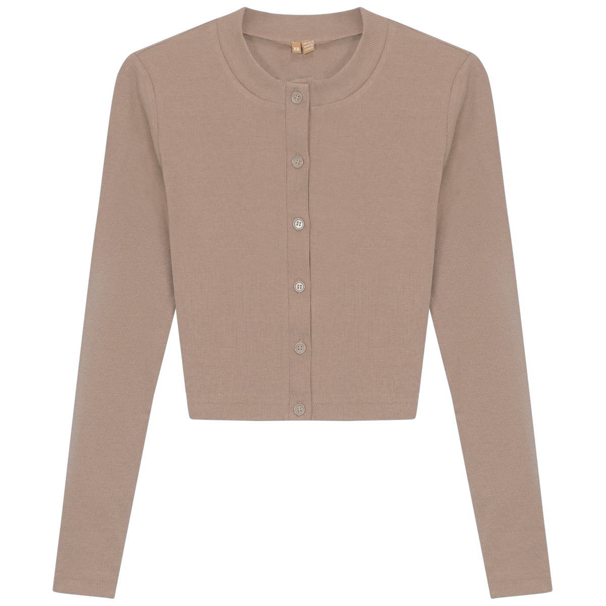Ribbed Cropped Cardigan in Sand by Positive
