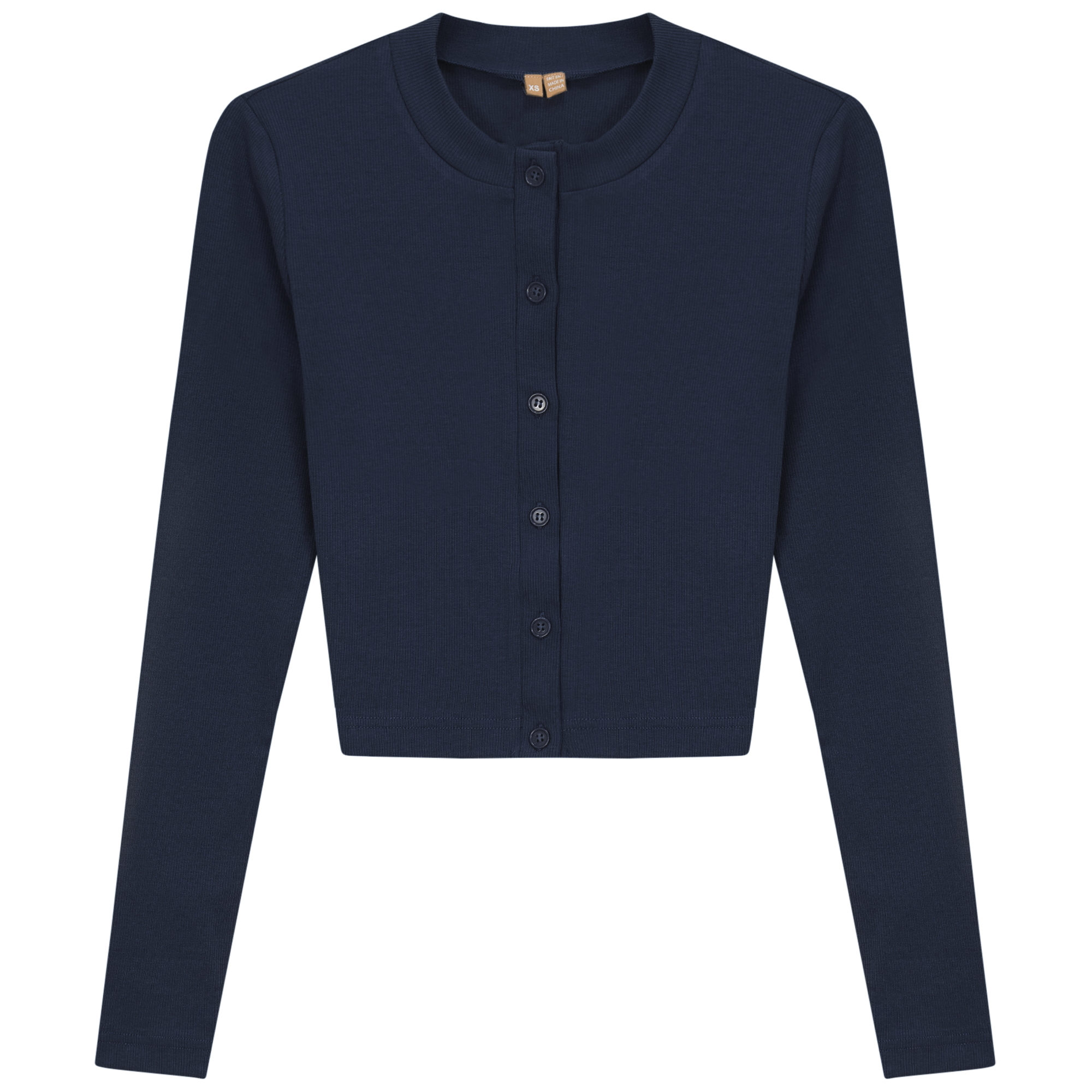 Ribbed Cropped Cardigan in Dark Navy by Positive