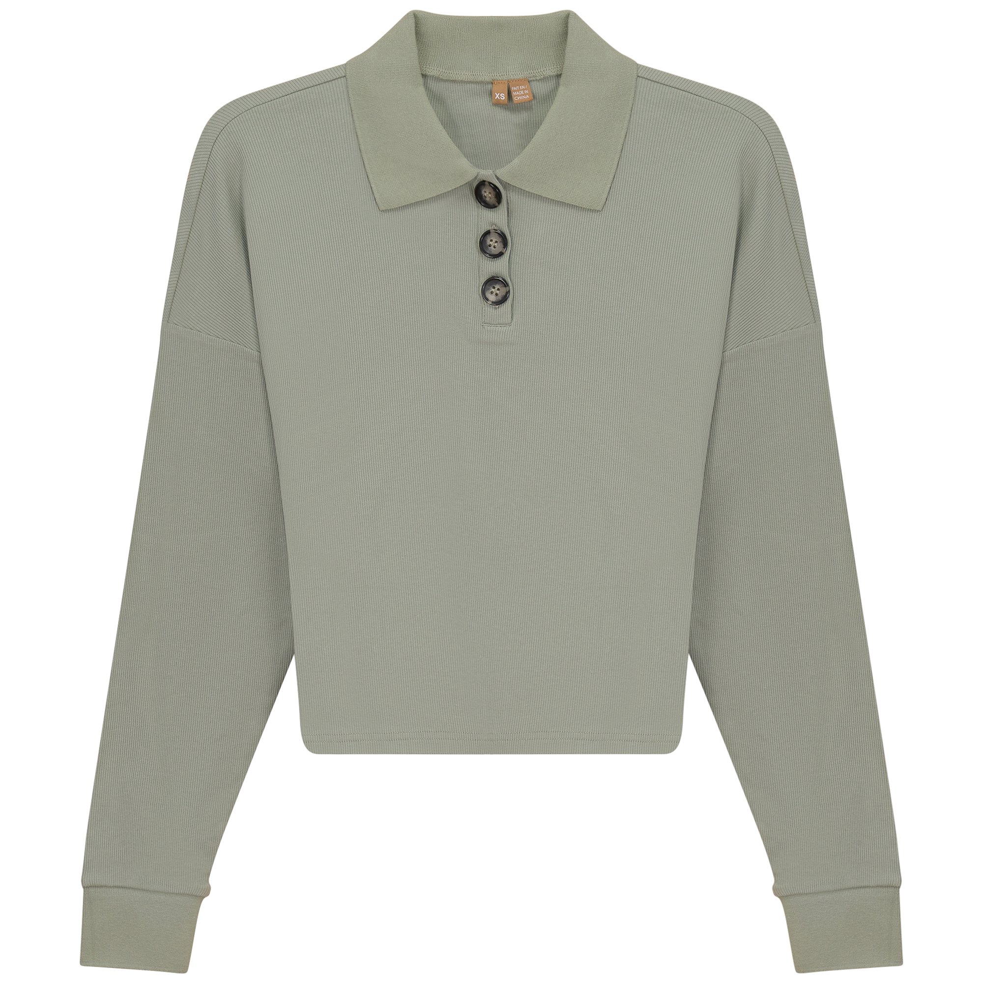 Cropped Ribbed Tee in Basil by Positive