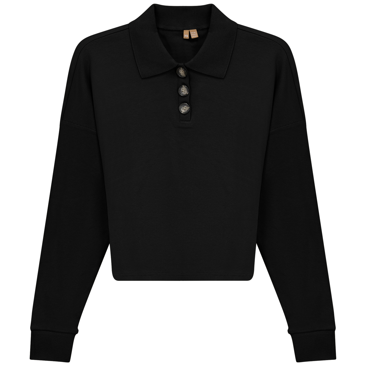 Cropped Ribbed Tee in Black by Positive