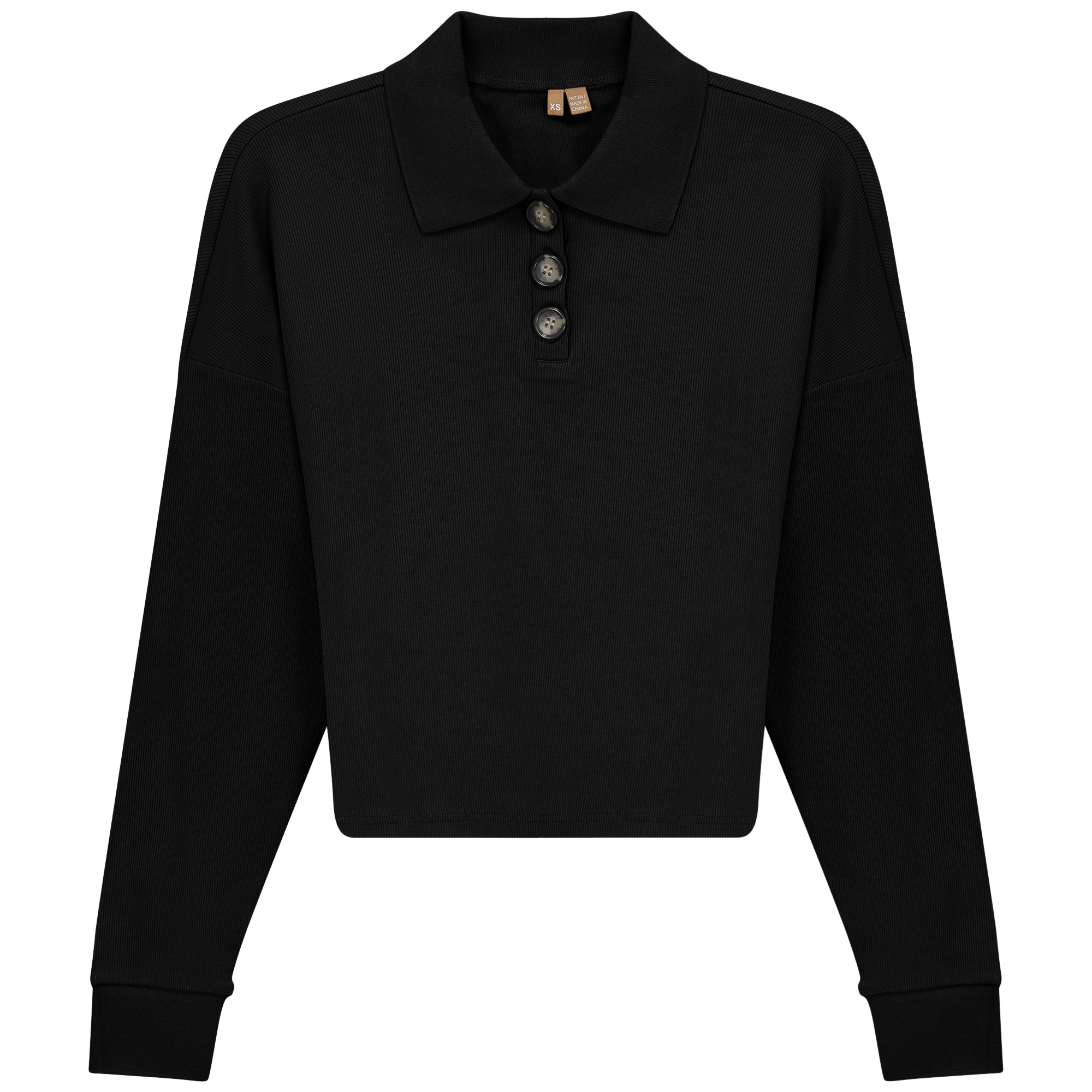 Cropped Ribbed Tee in Black by Positive