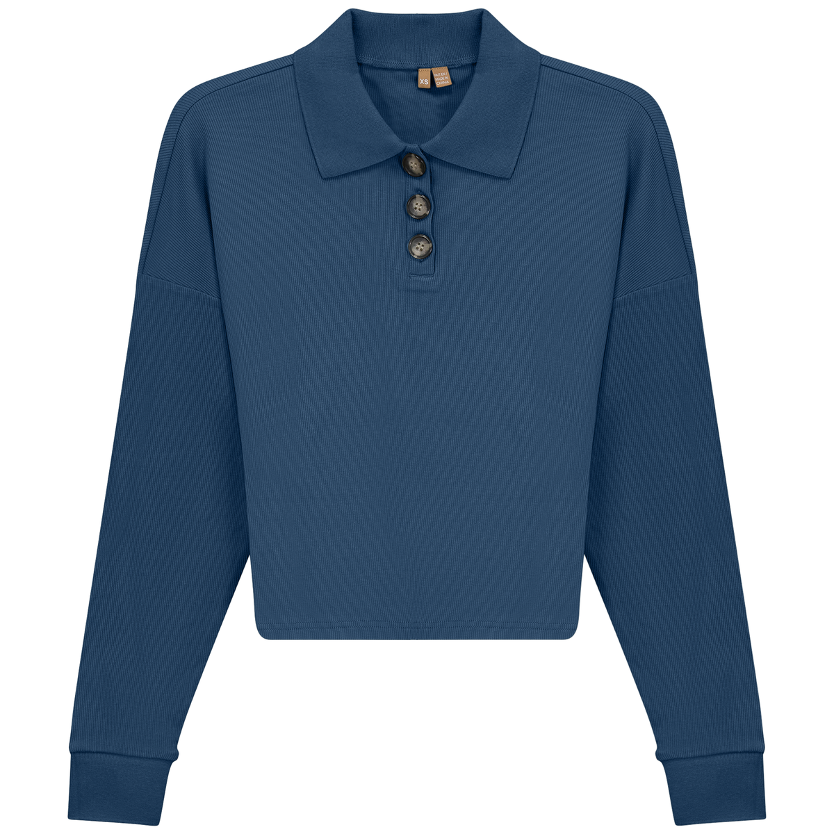 Cropped Ribbed Tee in Chambray by Positive