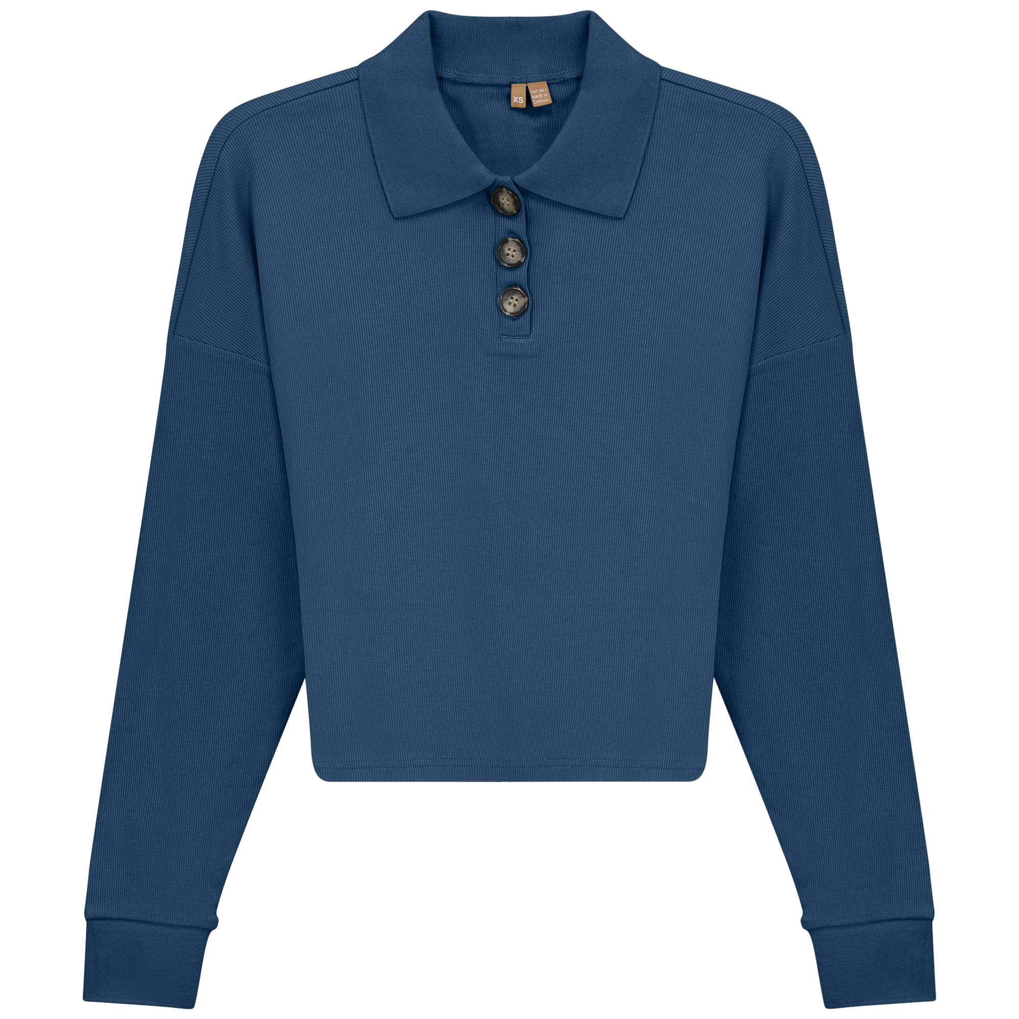 Cropped Ribbed Tee in Chambray by Positive