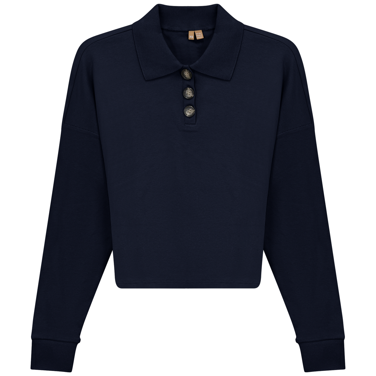 Cropped Ribbed Tee in Dark Navy by Positive