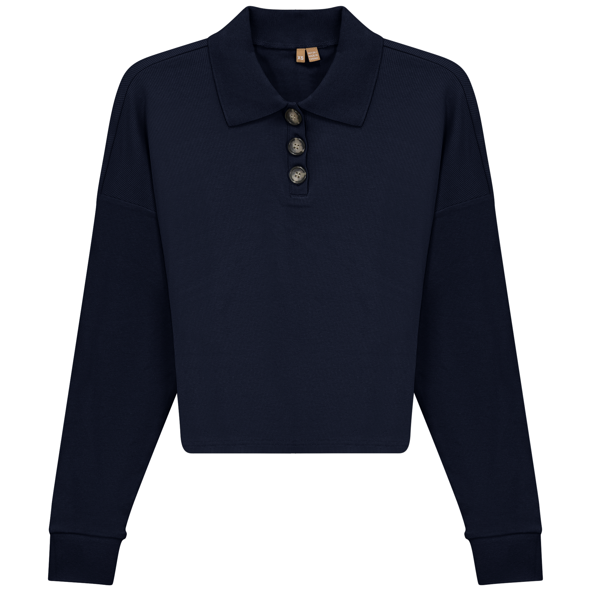 Cropped Ribbed Tee in Dark Navy by Positive