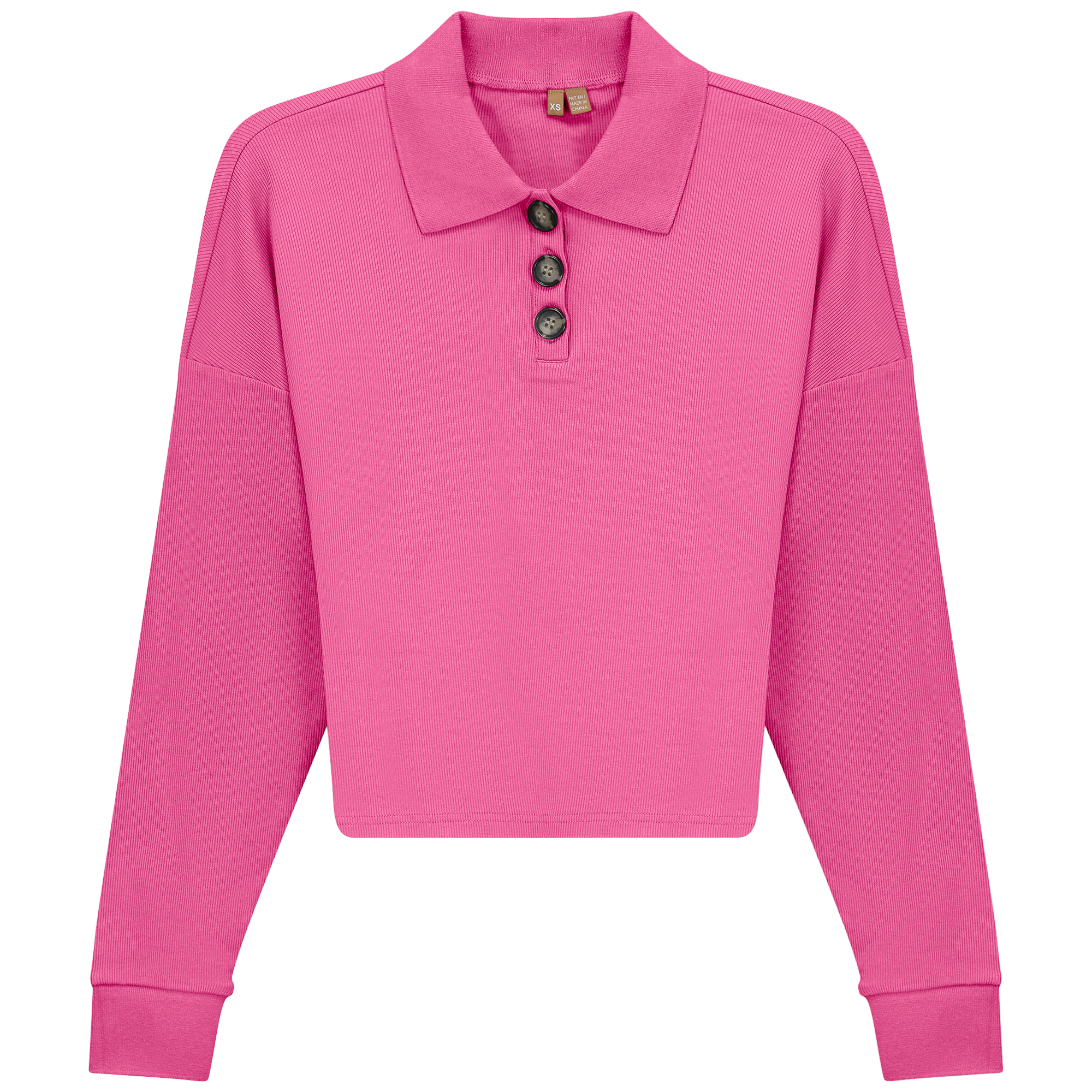 Cropped Ribbed Tee in Dark Pink by Positive