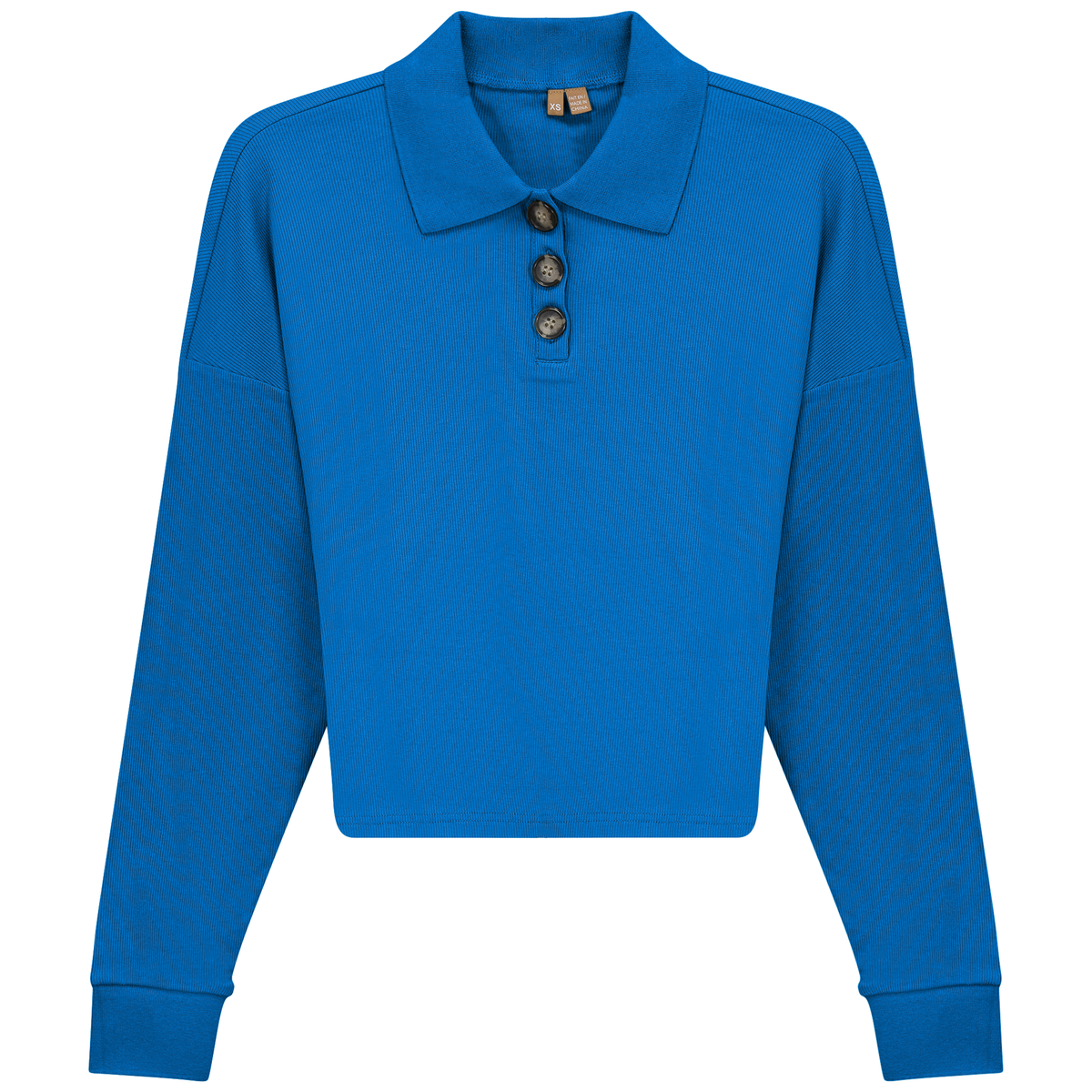 Cropped Ribbed Tee in French Blue by Positive