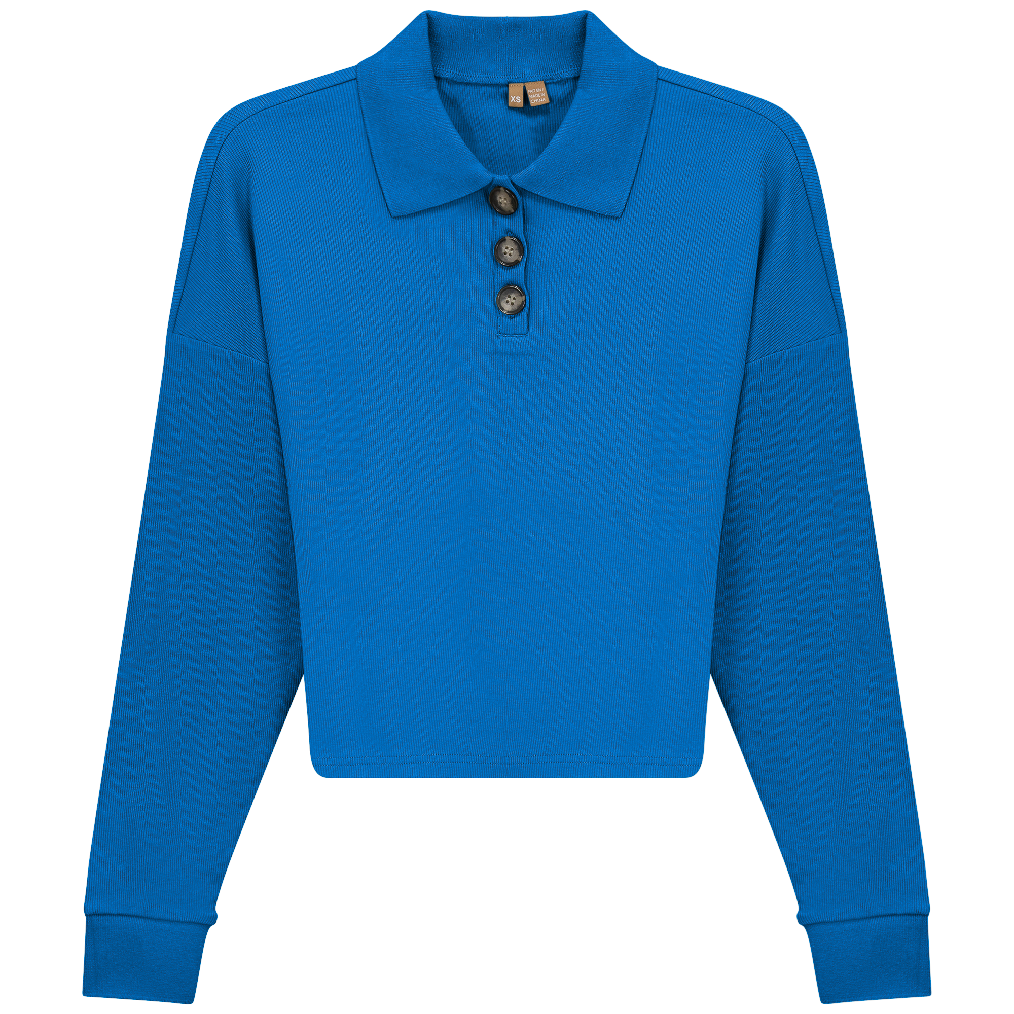 Cropped Ribbed Tee in French Blue by Positive