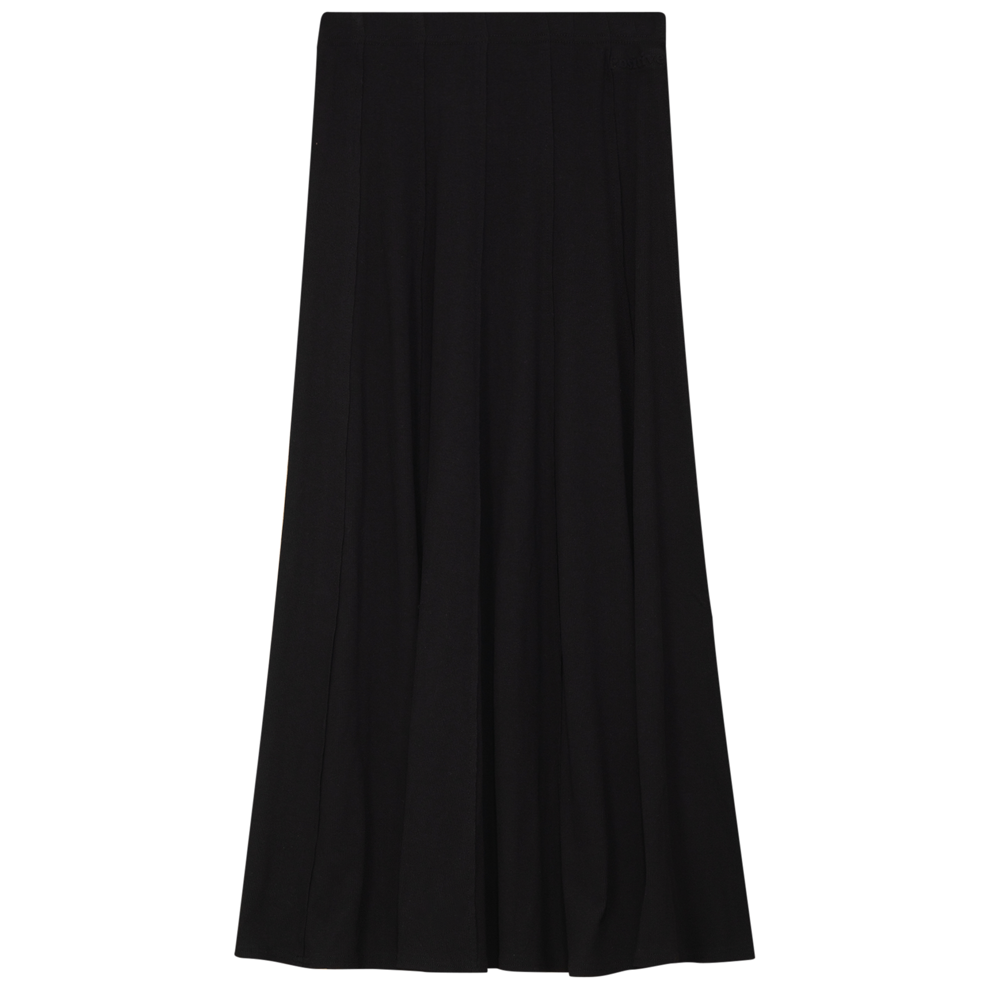 Ribbed Midi Panel Skirt in Black by Positive