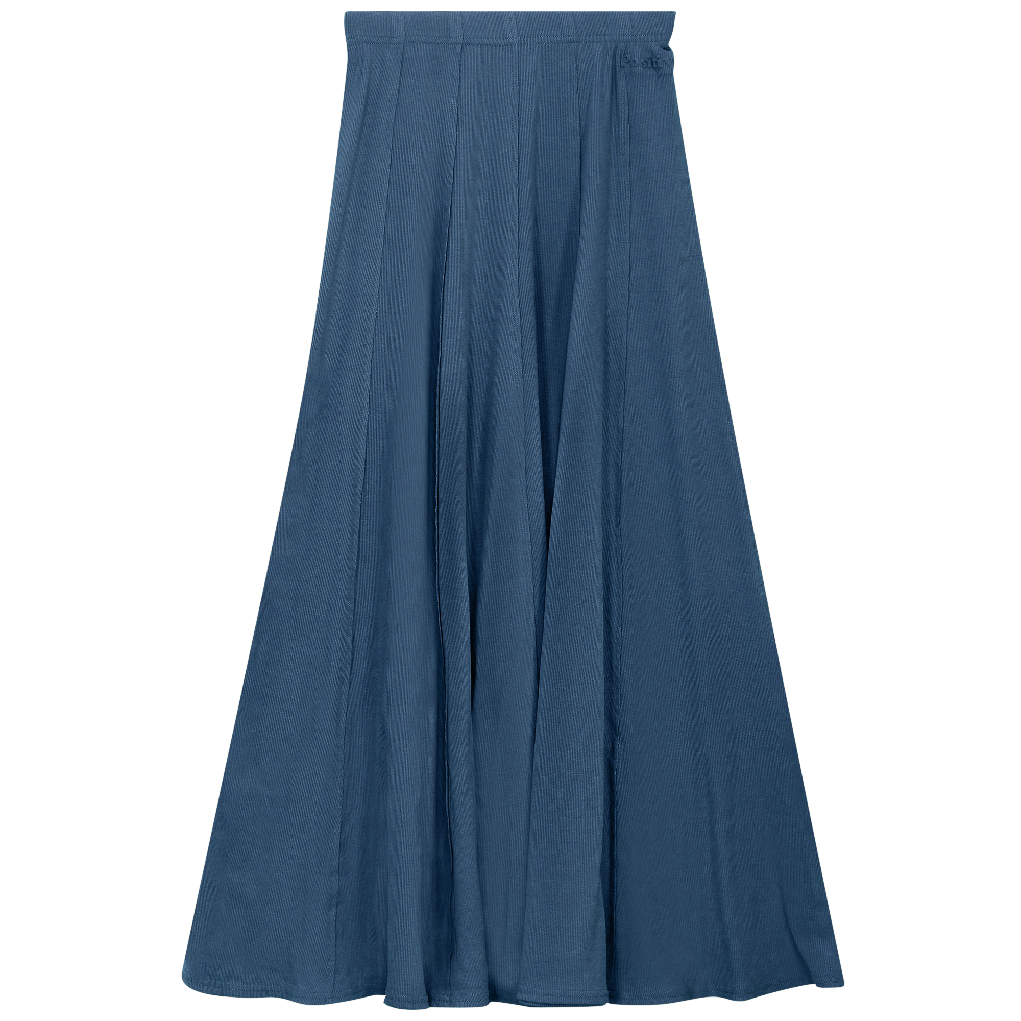 Ribbed Midi Panel Skirt in Chambray by Positive