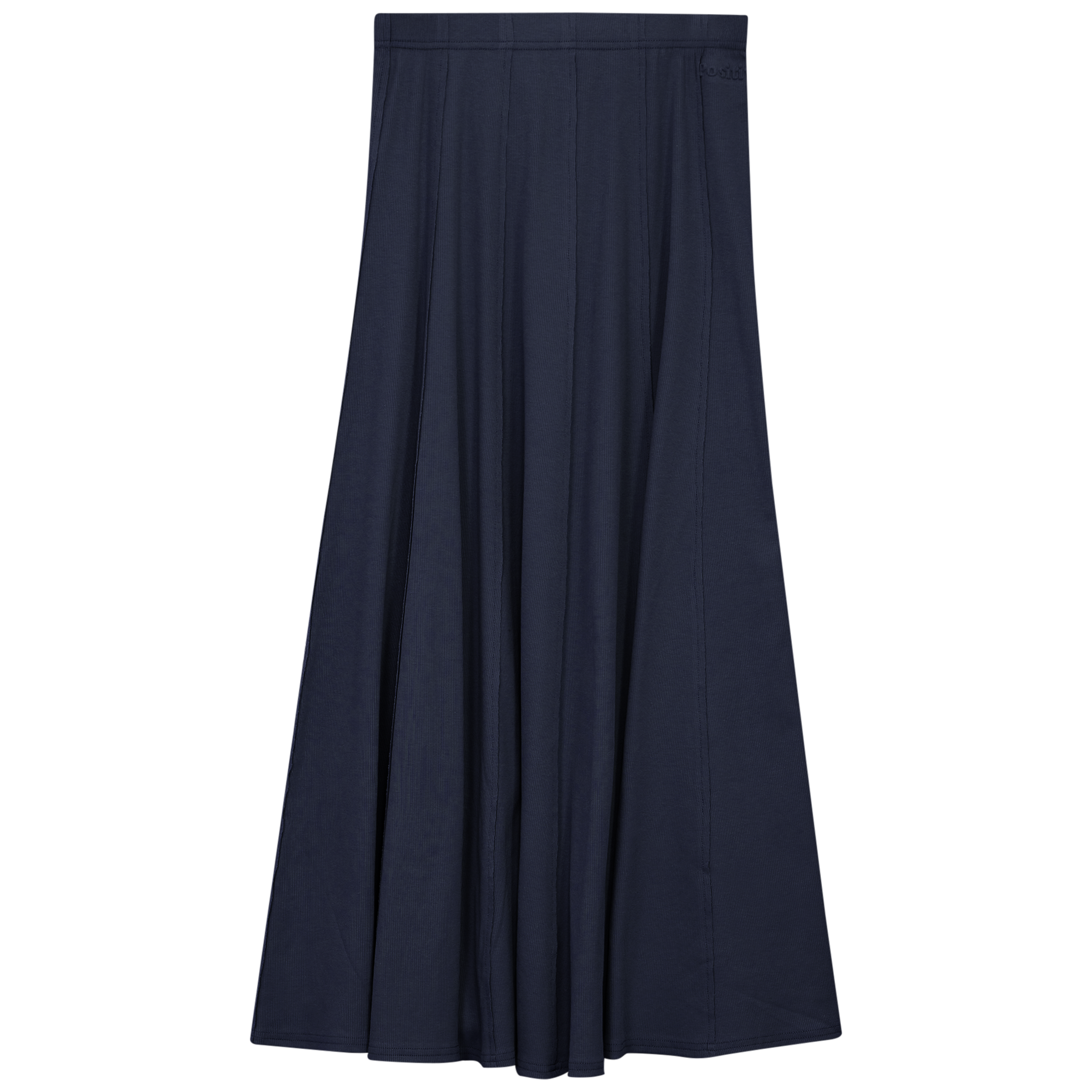 Ribbed Midi Panel Skirt in Dark Navy by Positive