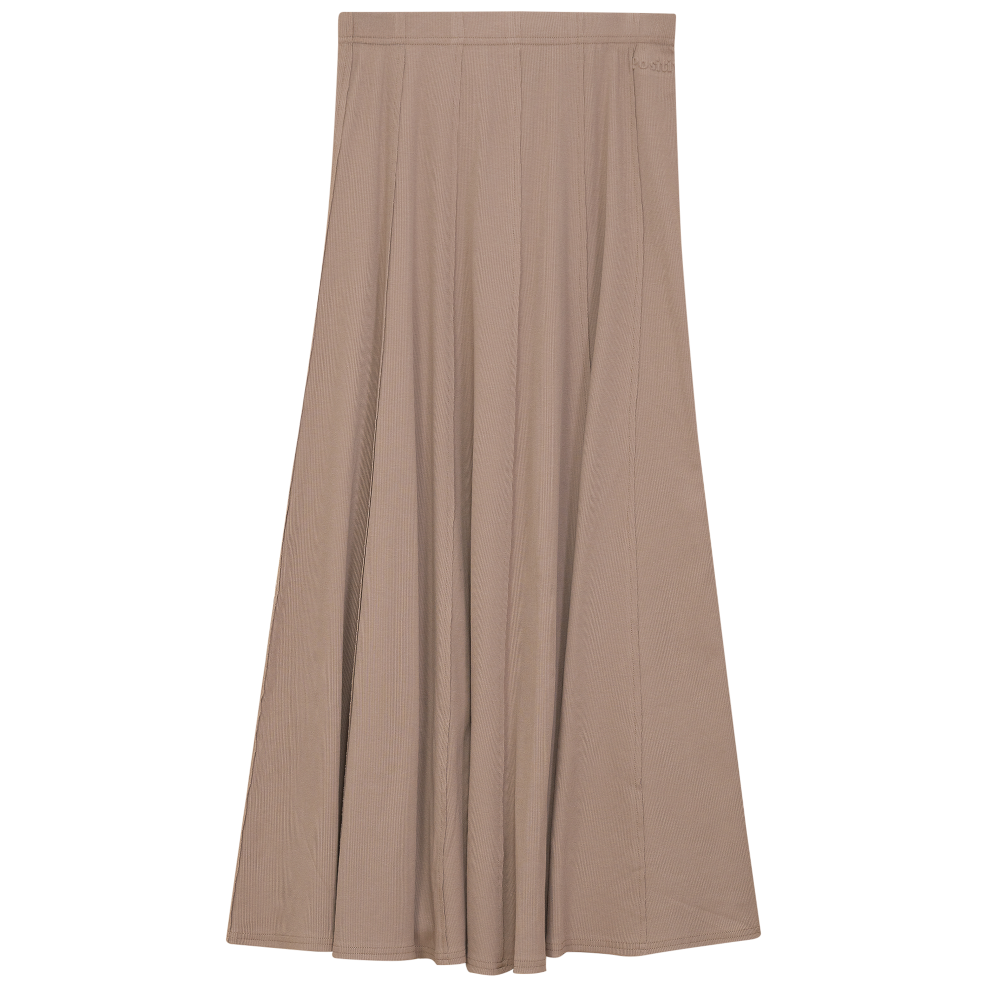 Ribbed Midi Panel Skirt in Sand by Positive