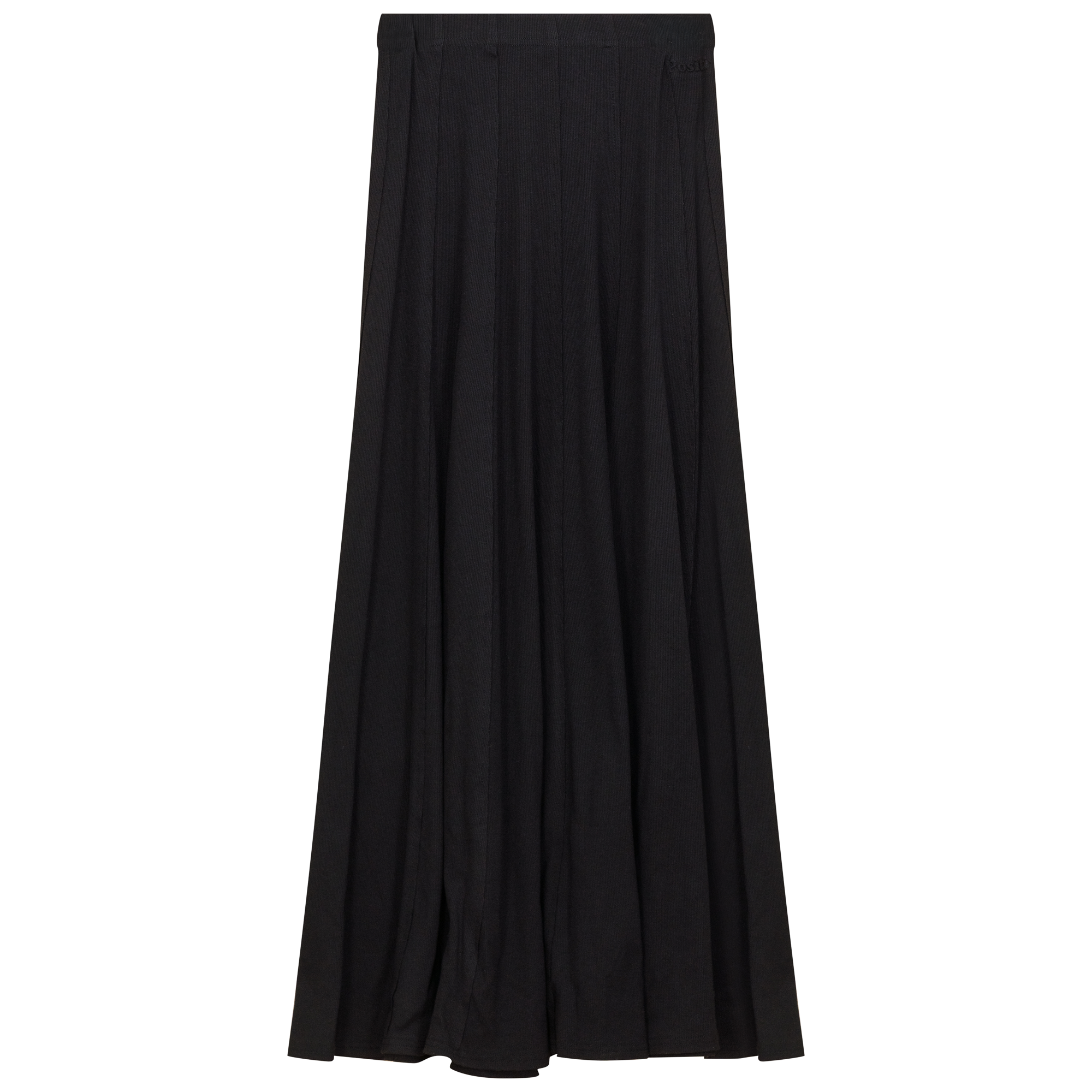 Ribbed Maxi Panel Skirt in Black by Positive