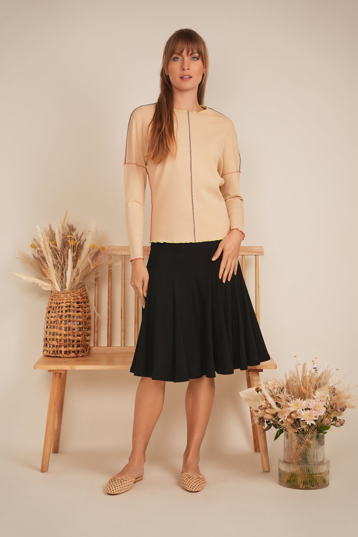 Ribbed Short Panel Skirt in by Positive