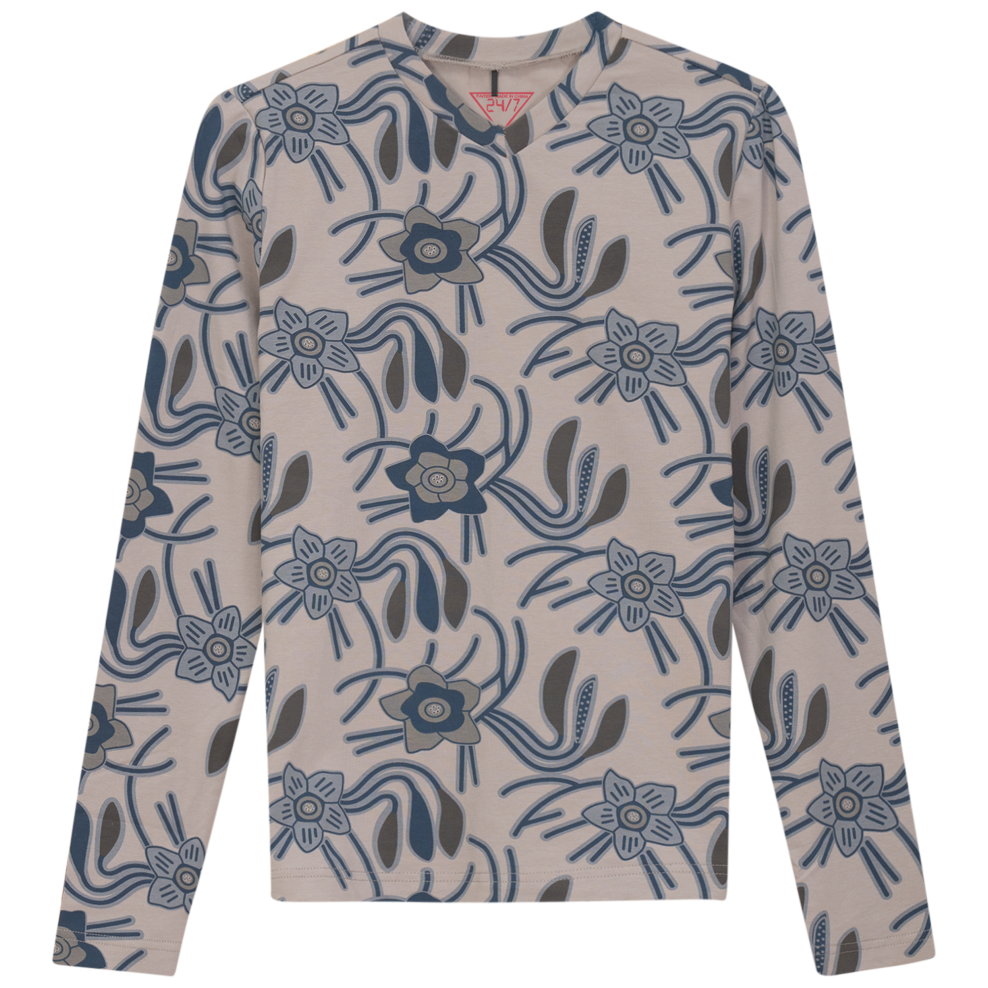 Cotton Printed Tee in Stone by 24/7