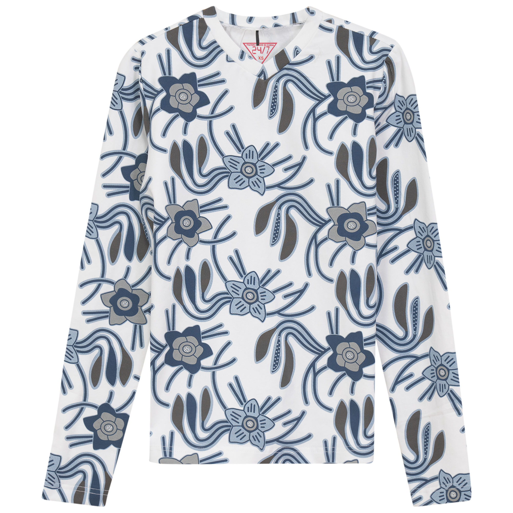 Cotton Printed Tee in White by 24/7