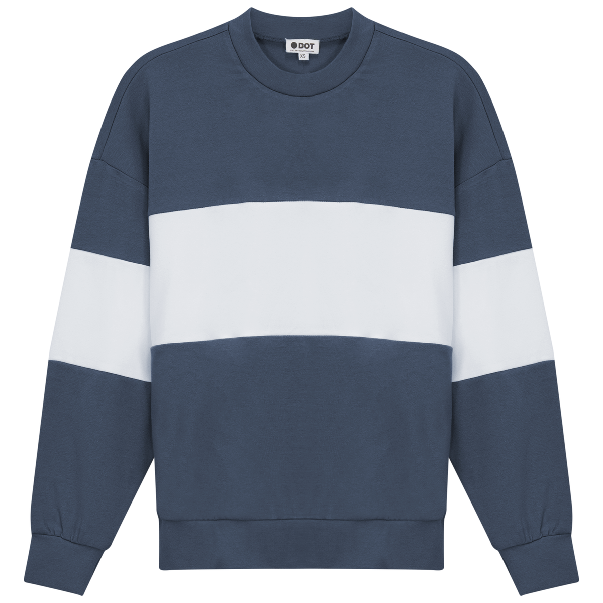 Wide Stripe Sweatshirt in Dark Denim by Dot