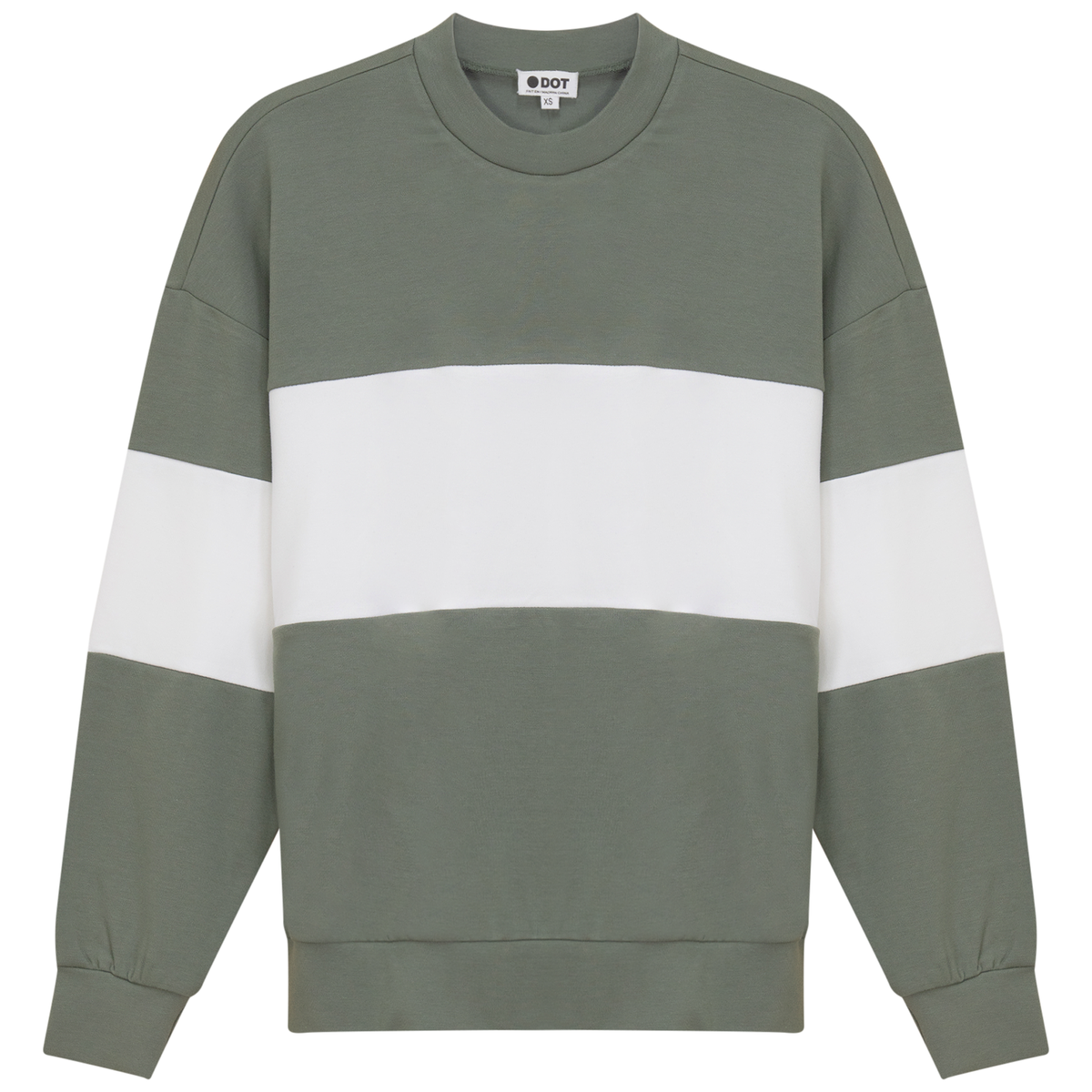 Wide Stripe Sweatshirt in Light Olive by Dot