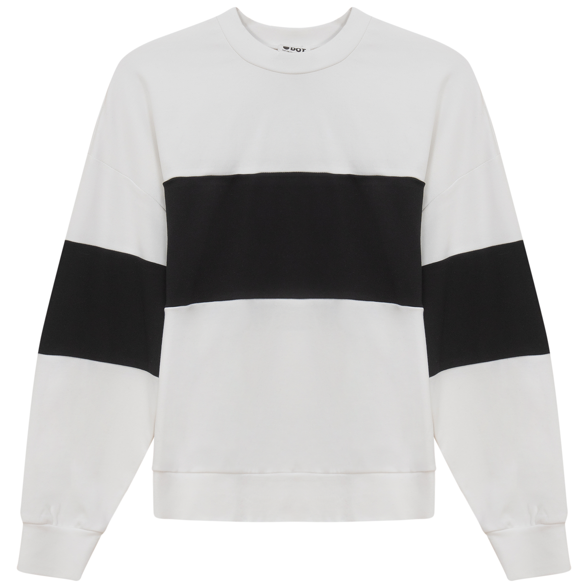Wide Stripe Sweatshirt in White by Dot