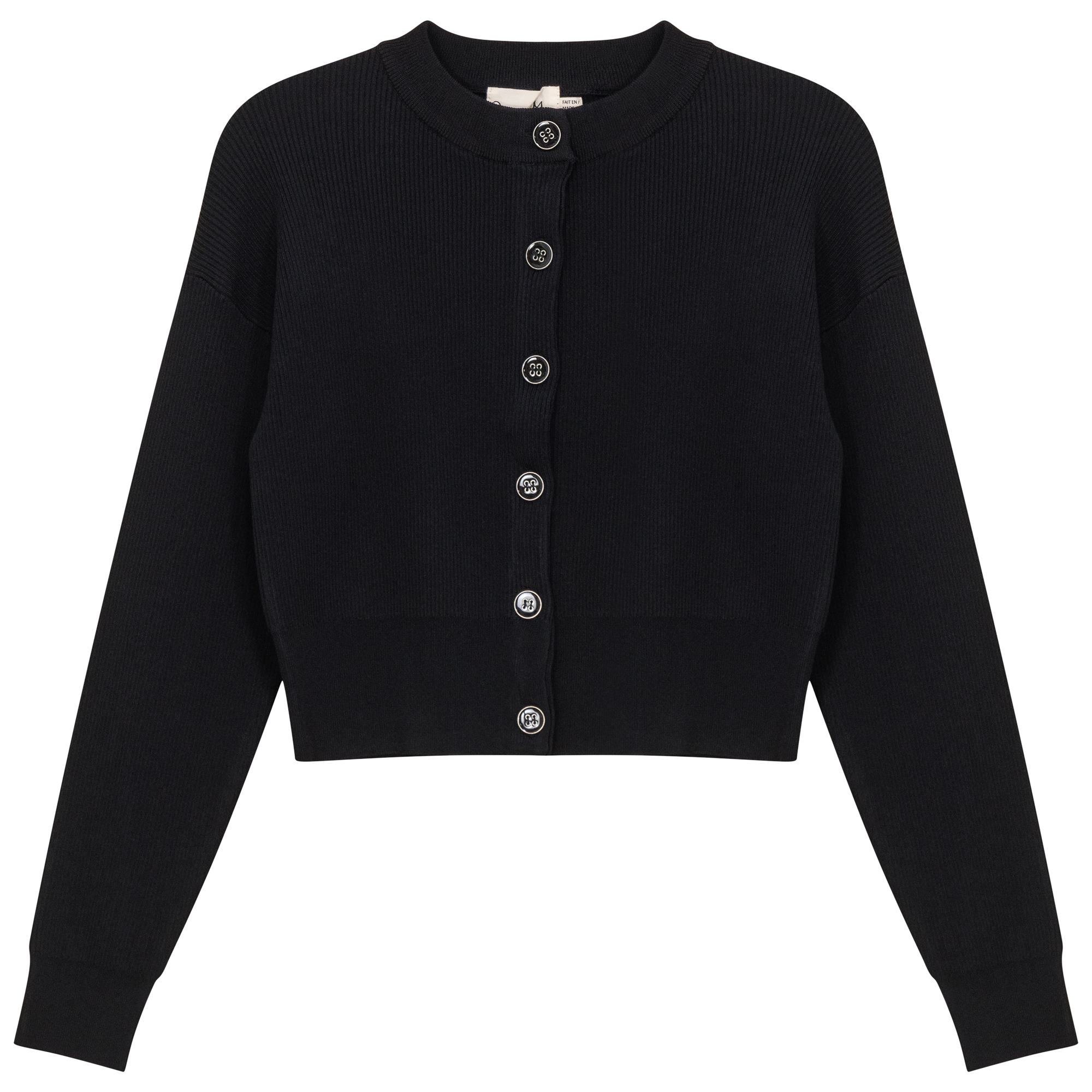 Cropped Knit Cardigan in Black by Coco de la Mour