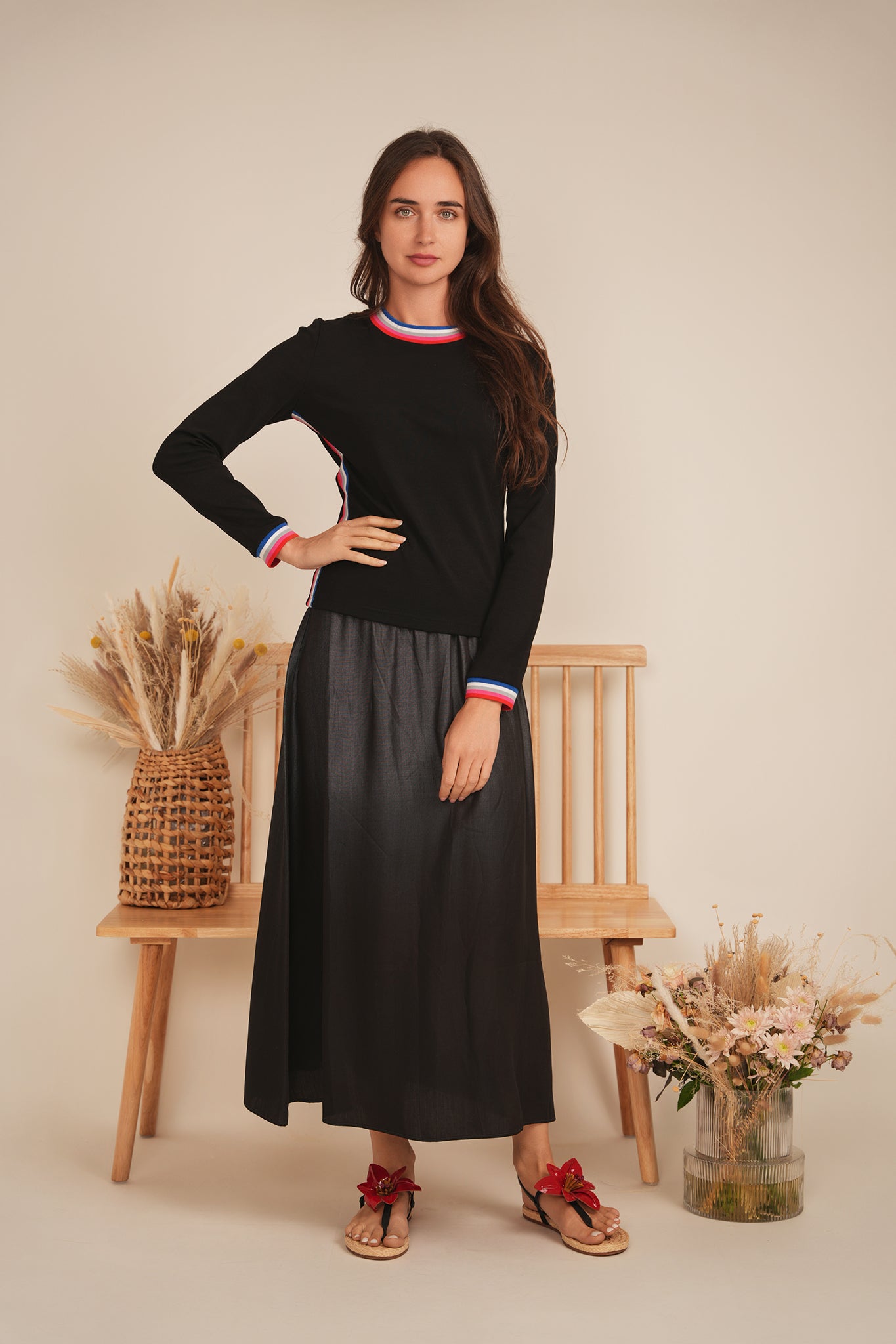 Mock Striped Tee in by Spades