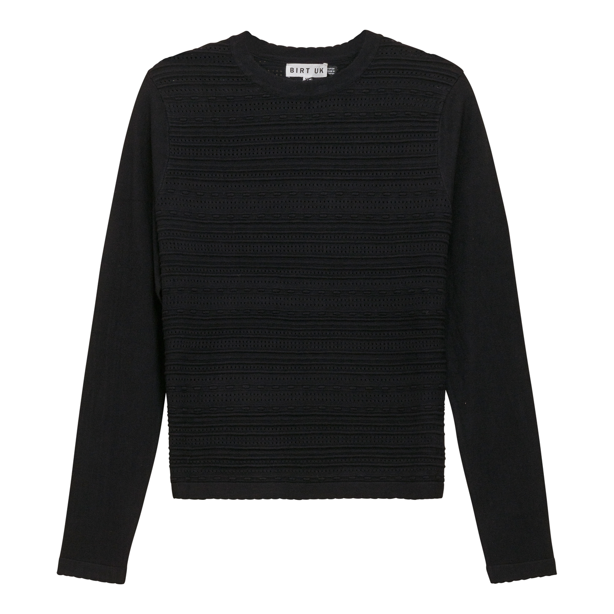 Crochet Knit Cropped Sweater in Black by Birt UK
