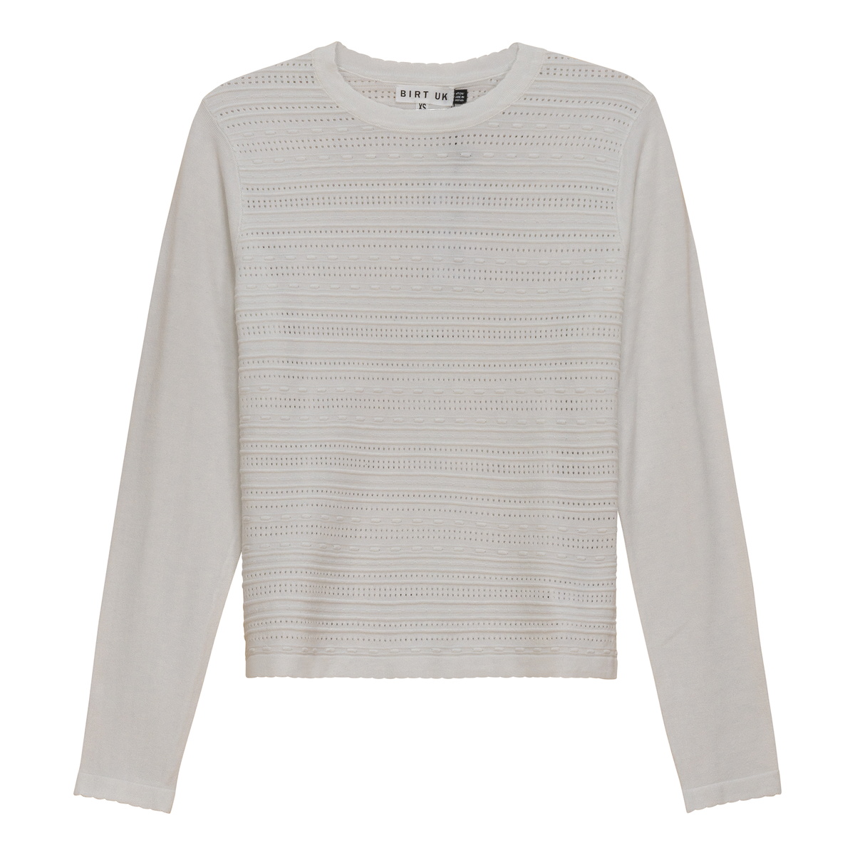 Crochet Knit Cropped Sweater in White by Birt UK