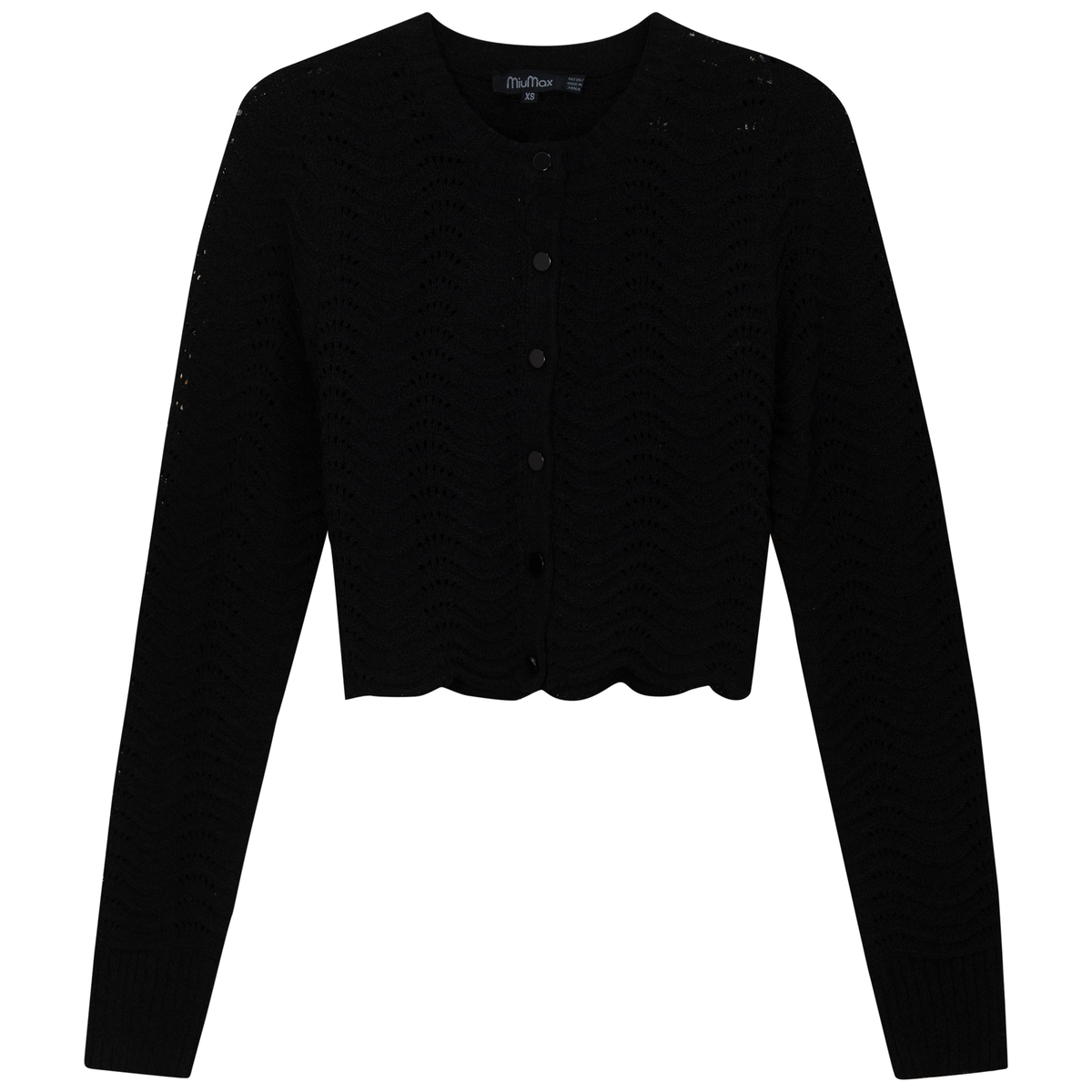 Cropped Wave Sweater in Black by MiuMax