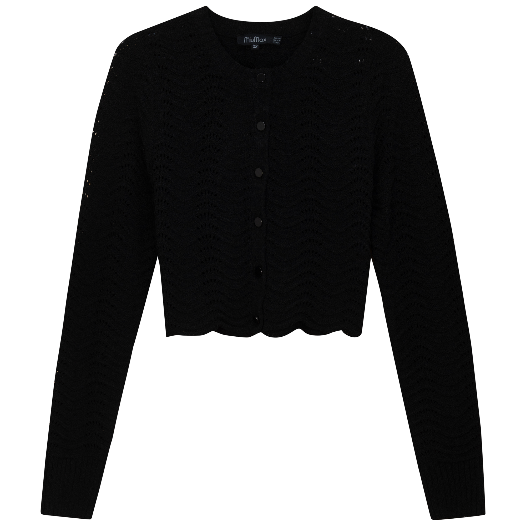 Cropped Wave Sweater in Black by MiuMax