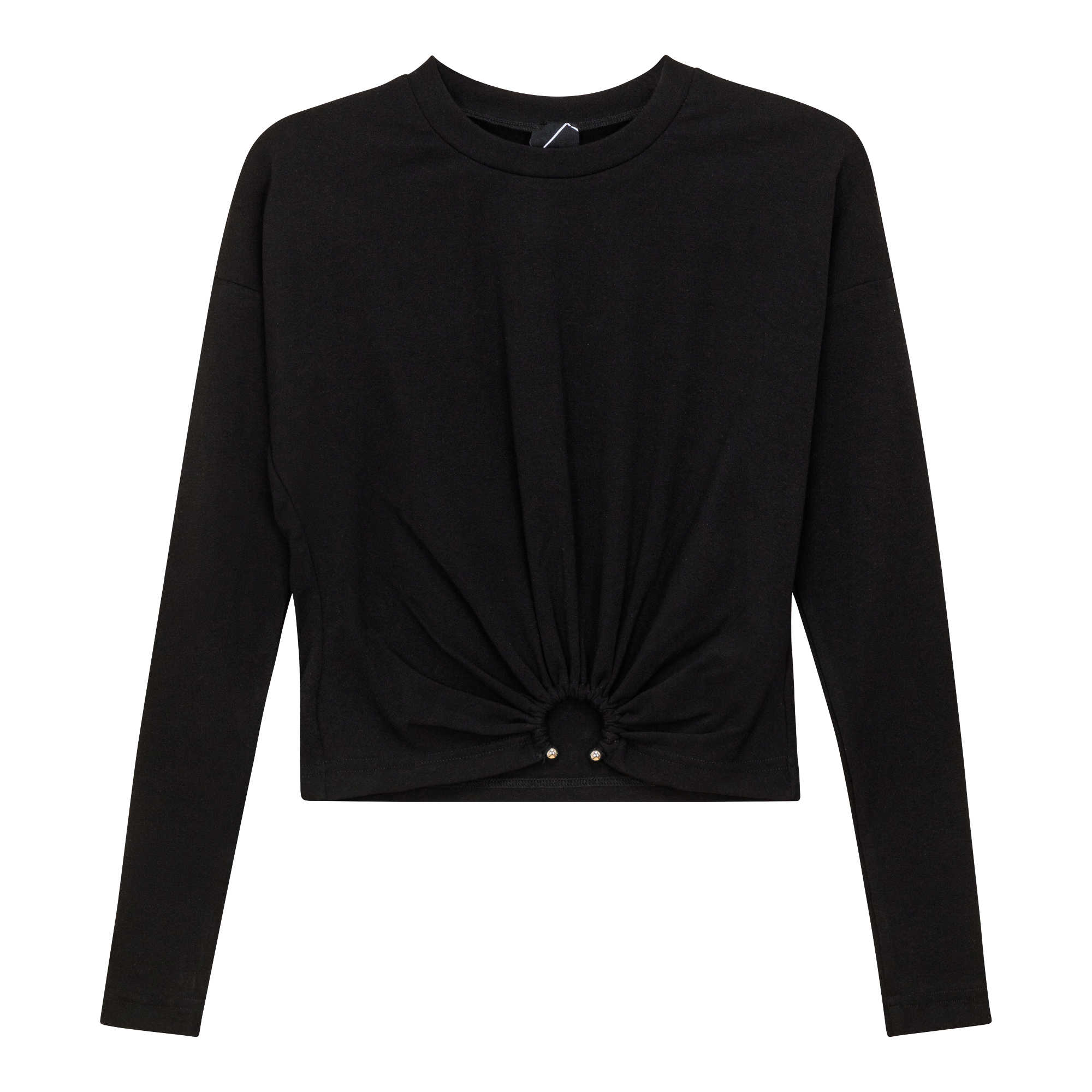 Cropped Gathered Ring Tee in Black by Spades