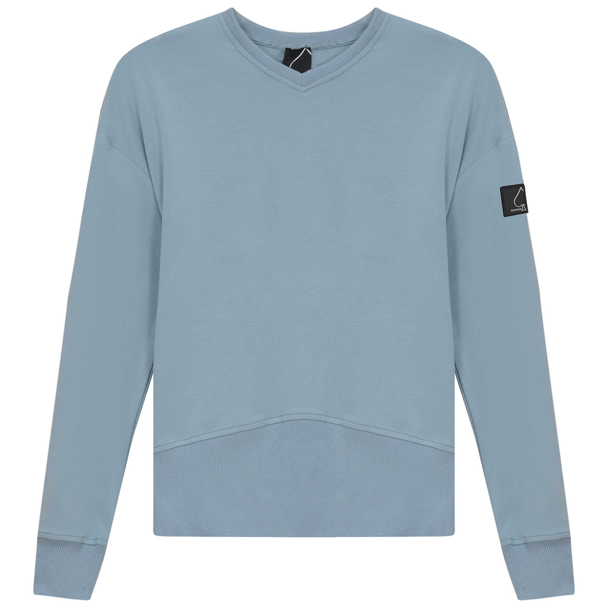 V Neck Sweatshirt Rib Combo in Light Denim by Spades