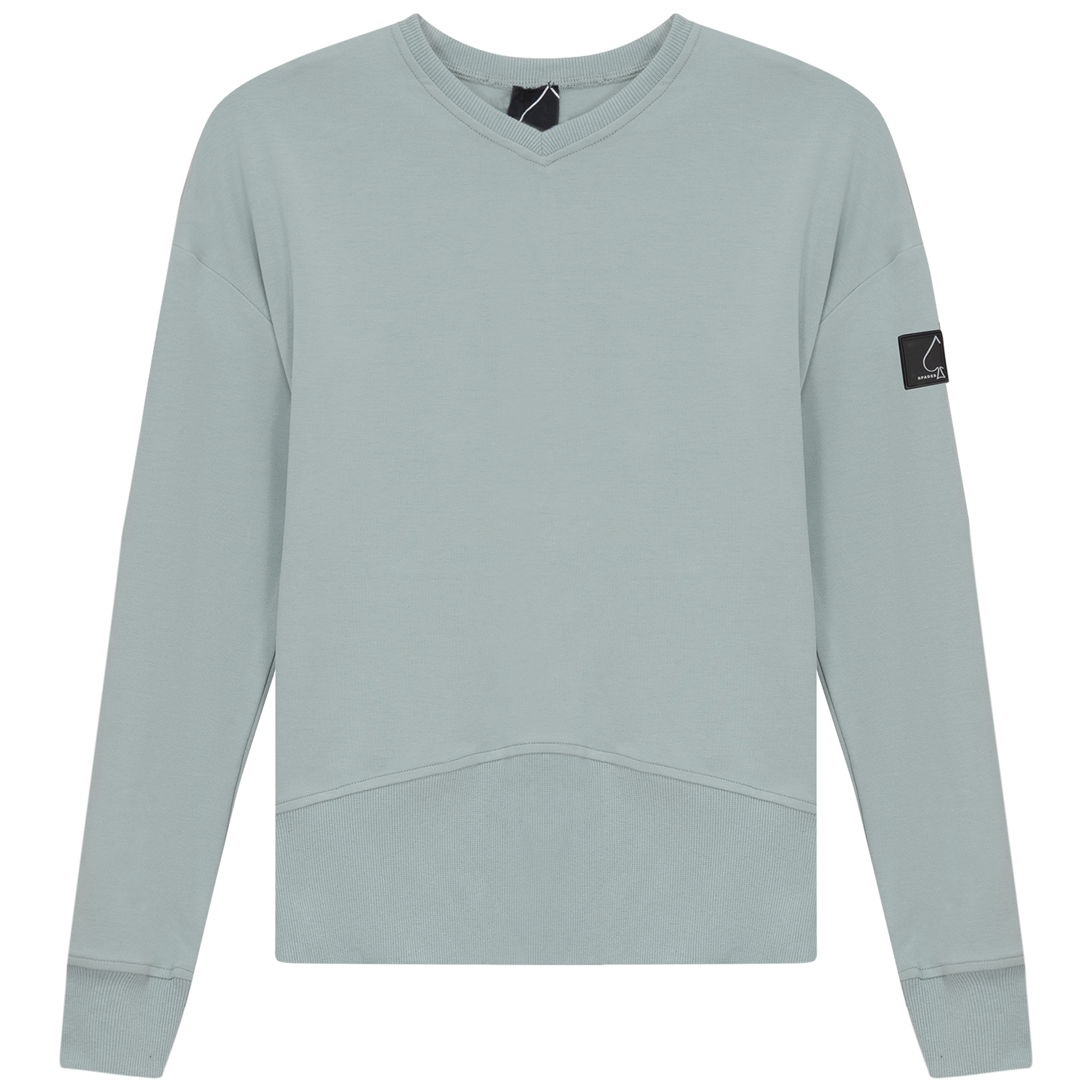 V Neck Sweatshirt Rib Combo in Mint by Spades