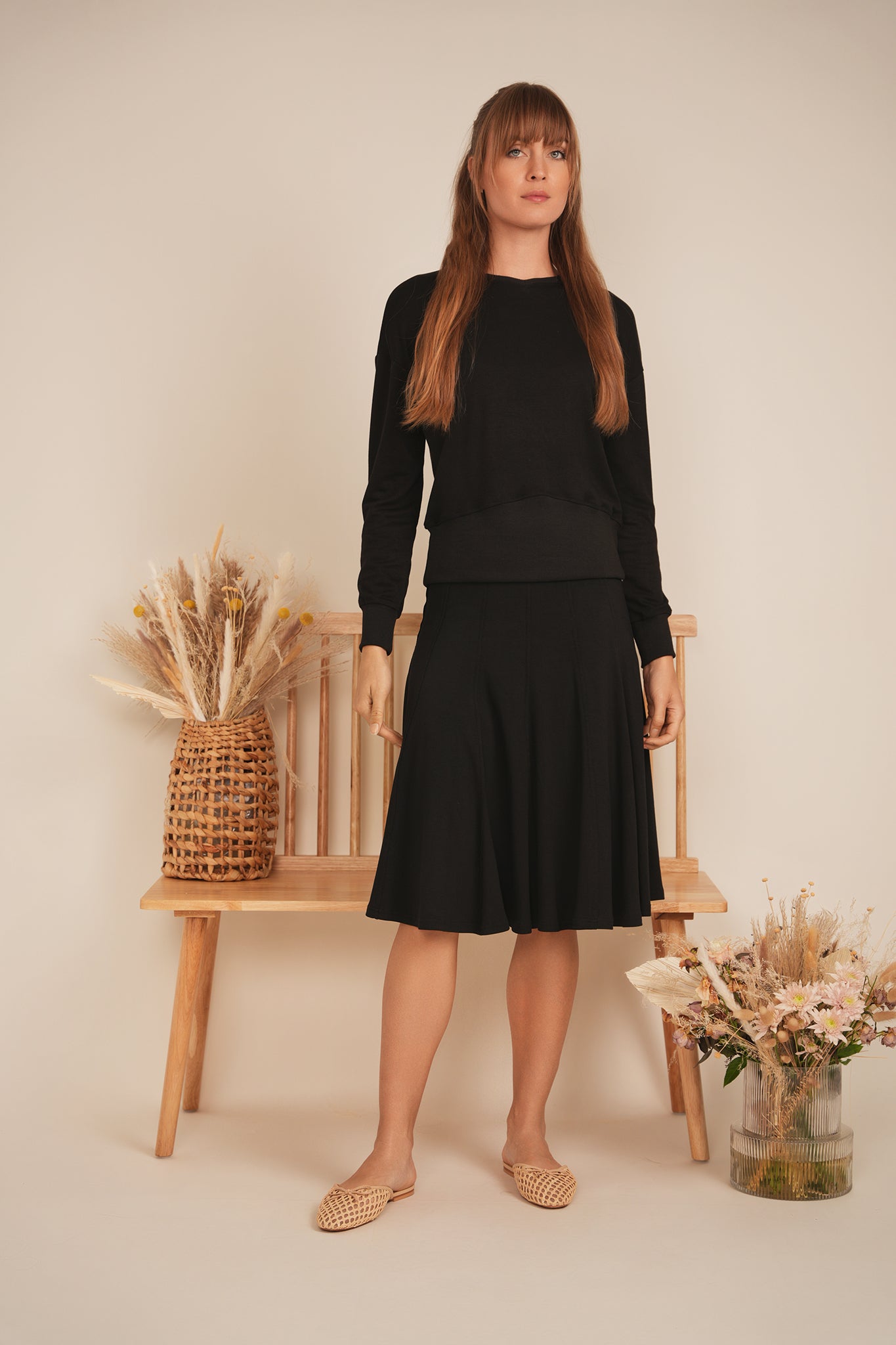 V Neck Sweatshirt Rib Combo in by Spades