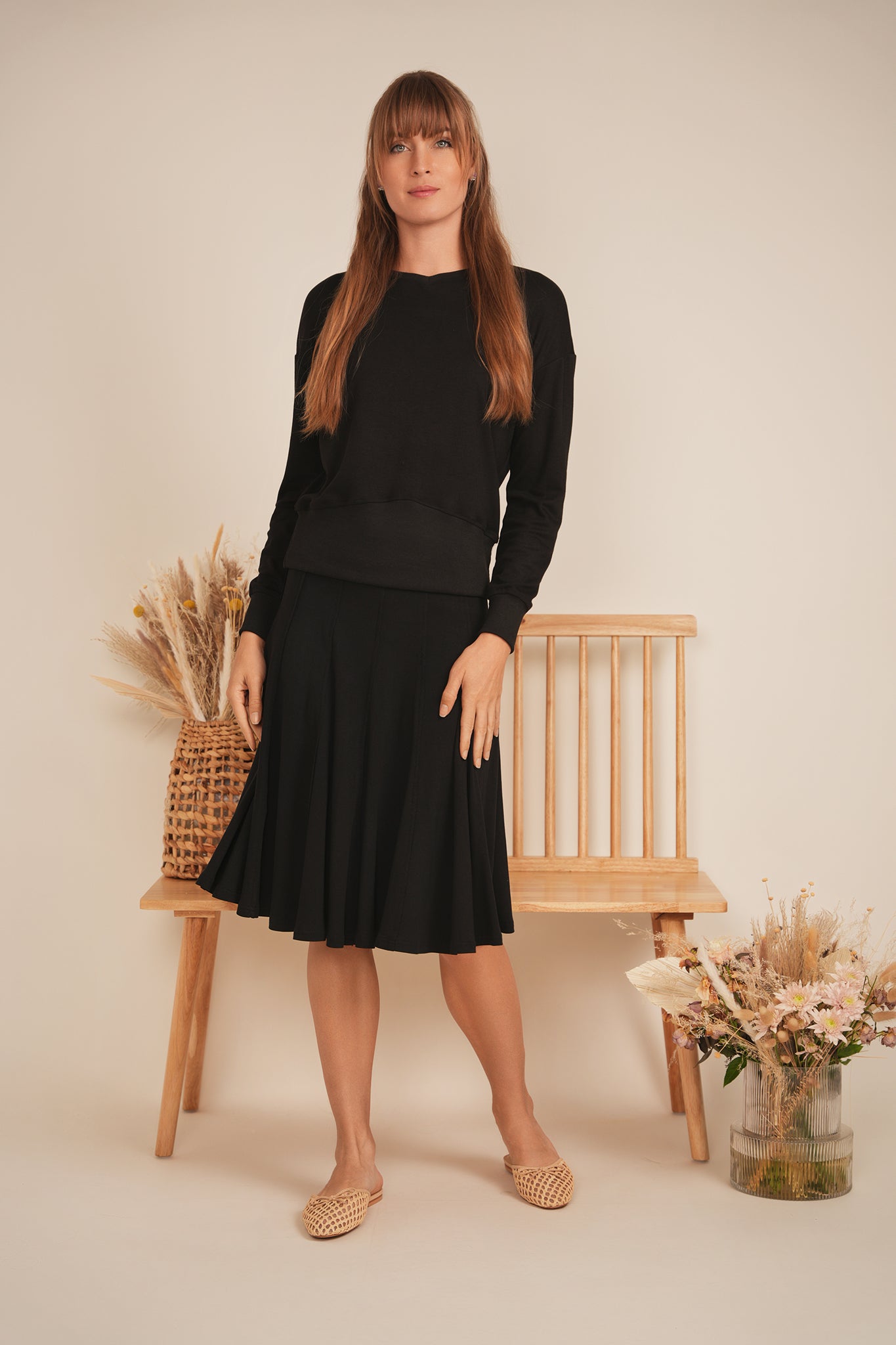 V Neck Sweatshirt Rib Combo in by Spades