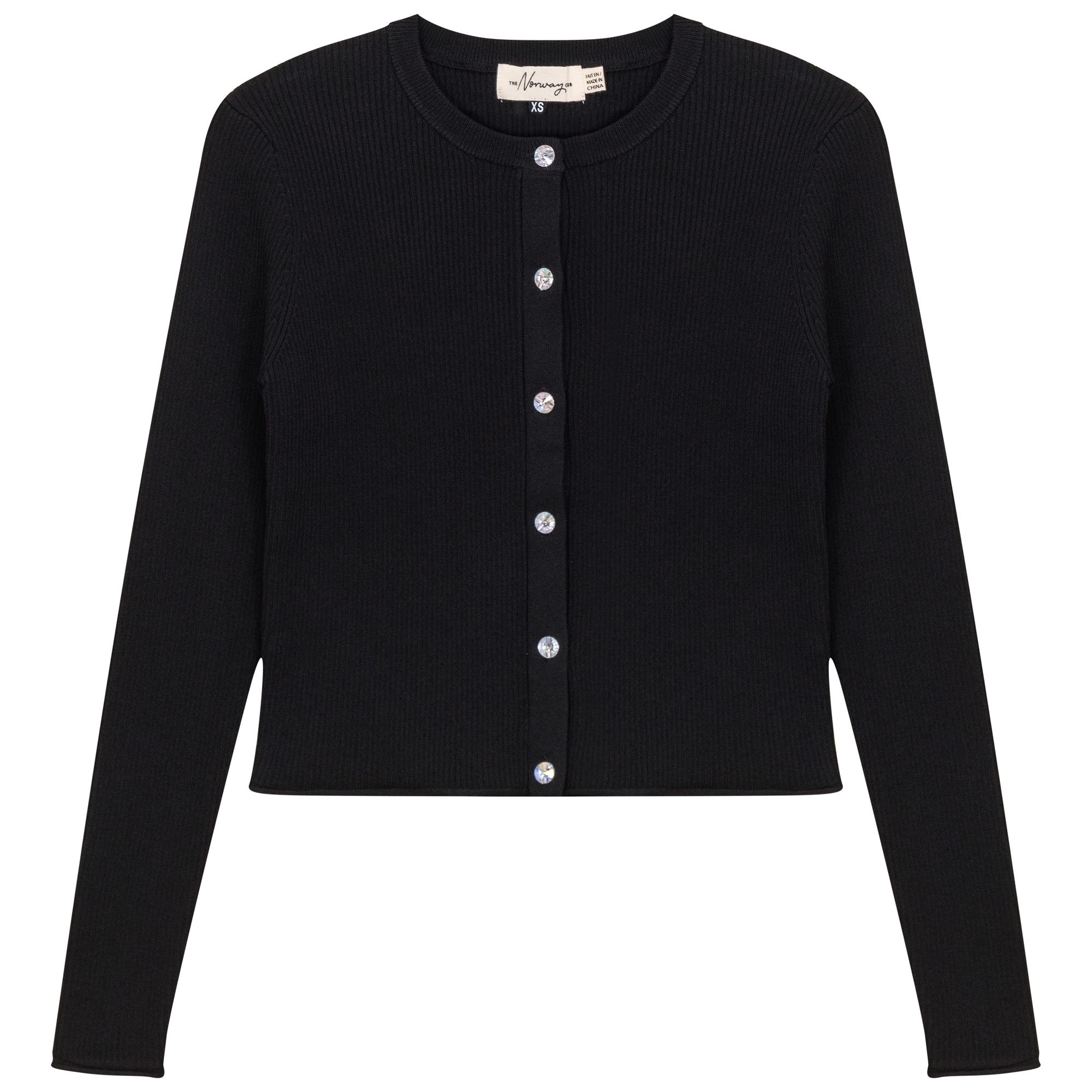 Cropped Knit Cardigan in Black by The Norway Club